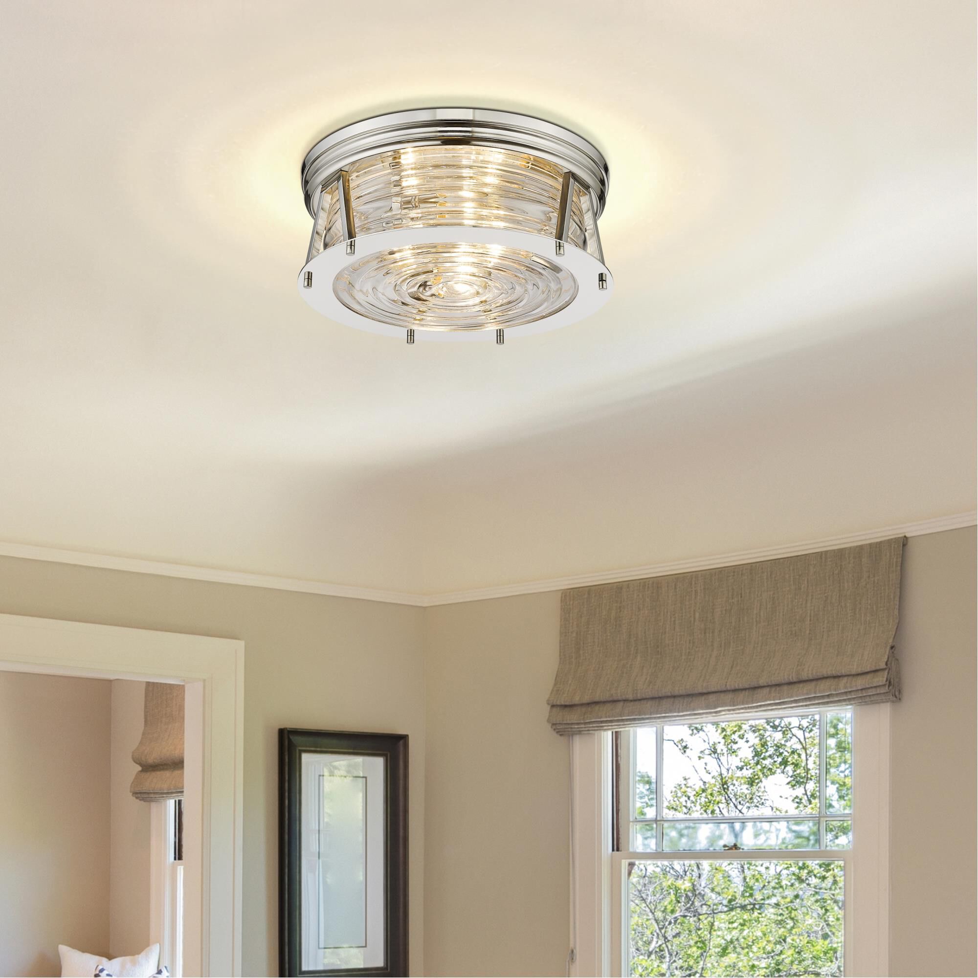 Shown in Polished Nickel finish and Clear glass and No Shade shade