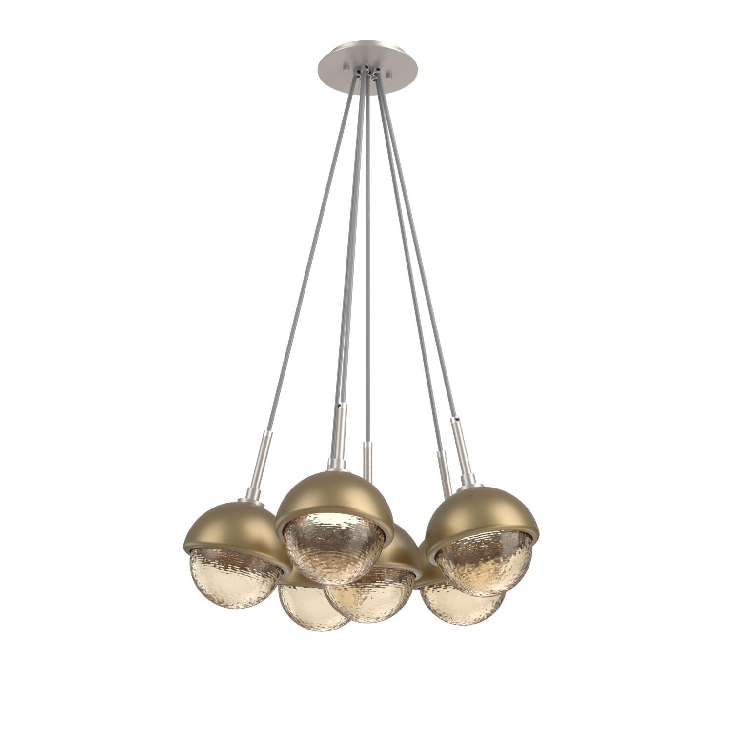 Shown in Beige Silver finish and Amber glass and Gilded Brass accent