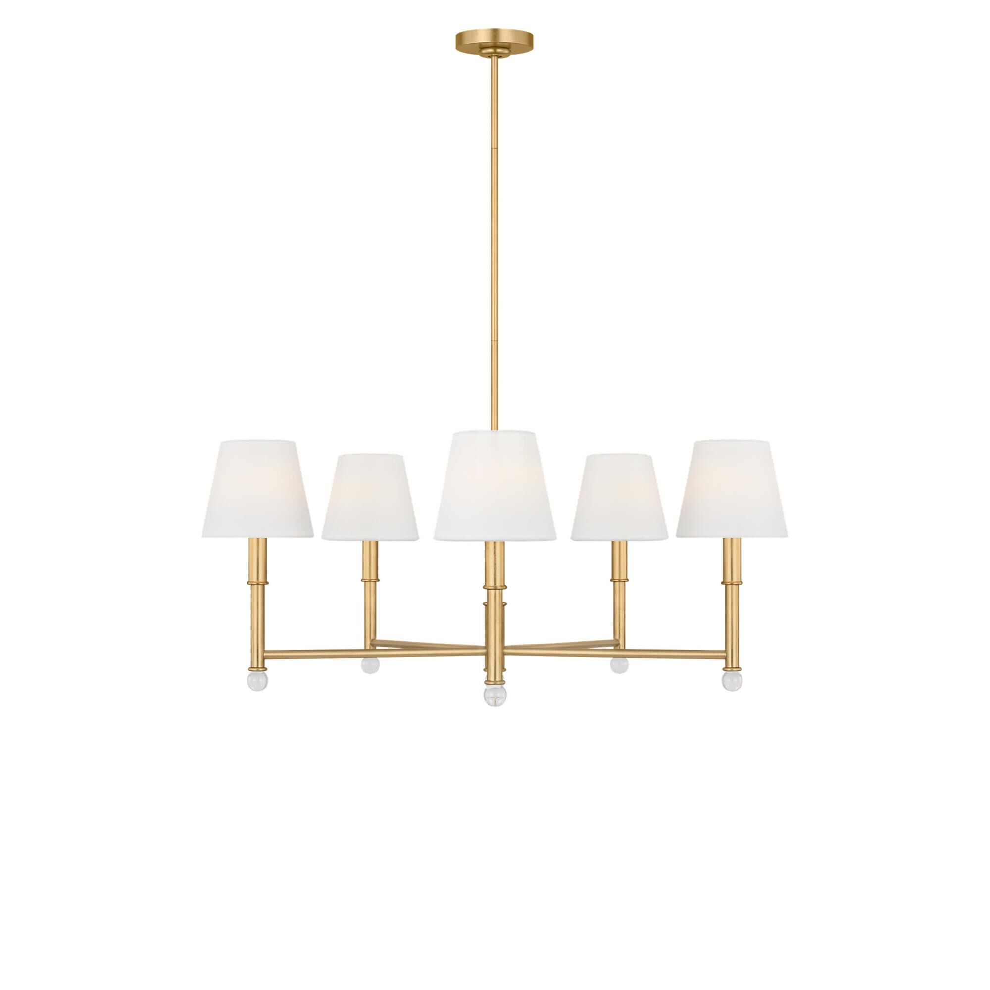 Shown in Gild finish and White Linen Fabric shade