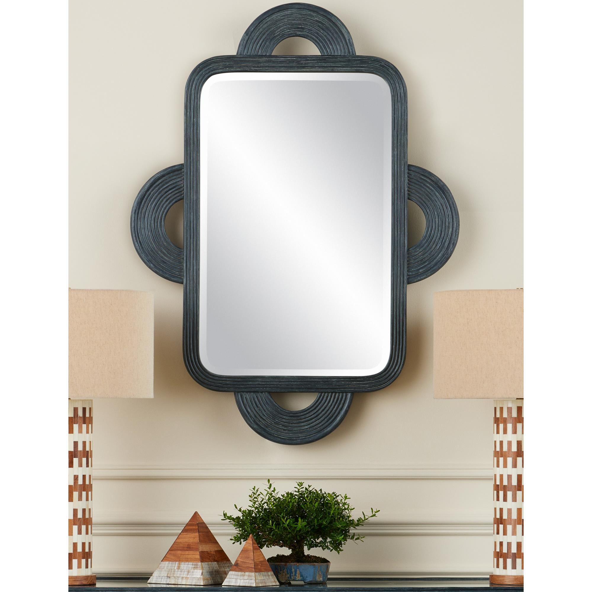 Santos Vintage Navy Rectangular Mirror Decorative Mirrors by Currey and Company