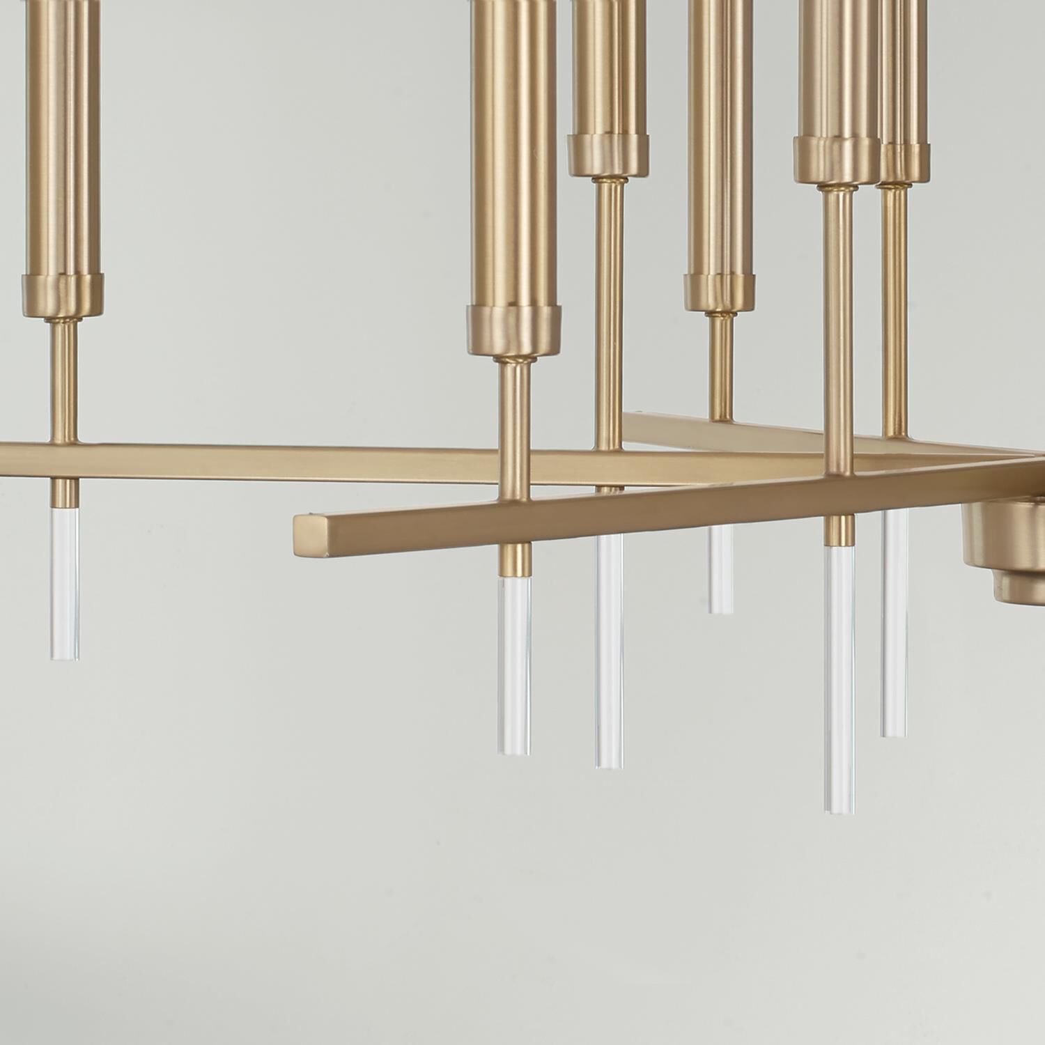 Shown in Matte Brass finish and Clear Acrylic Finials glass