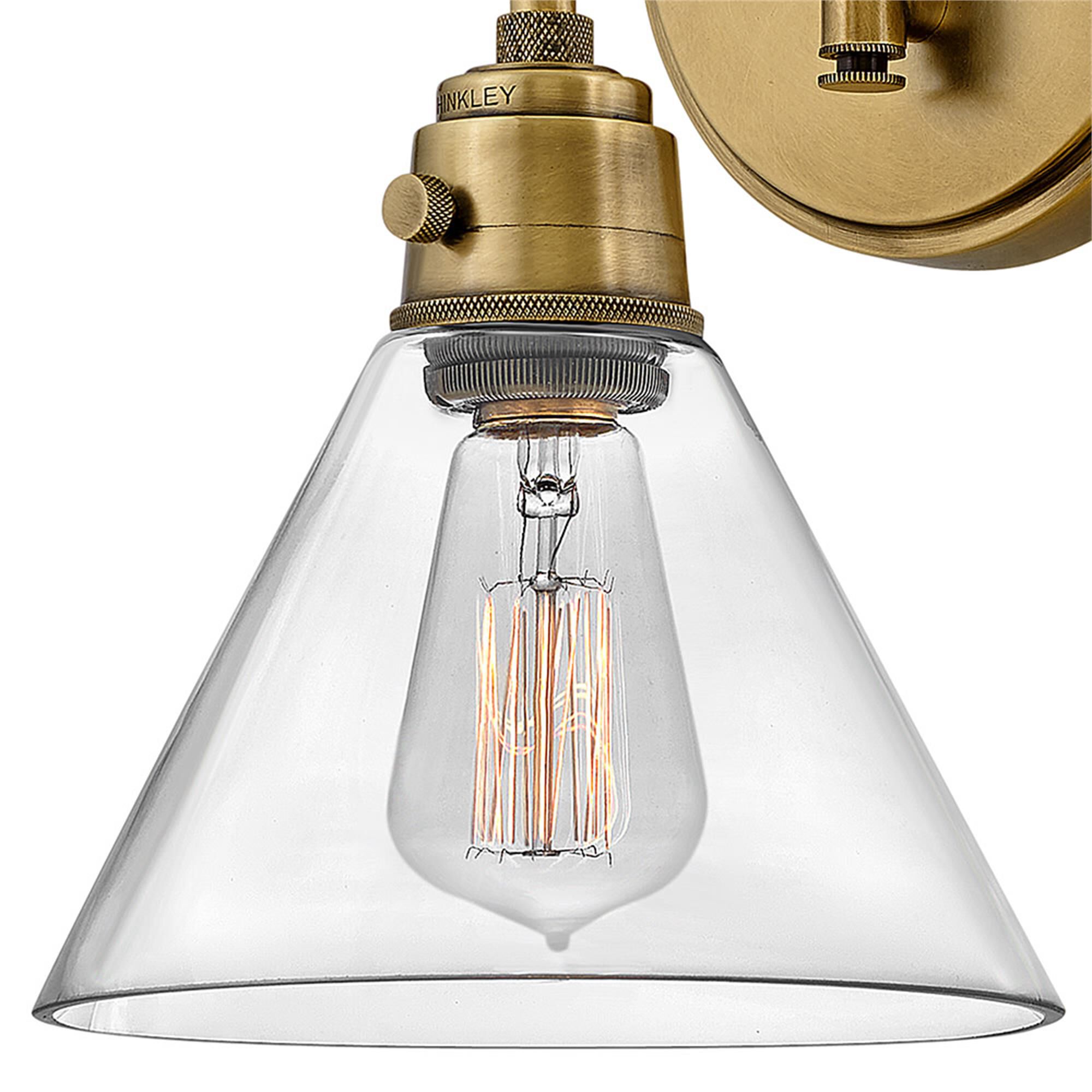 Shown in Heritage Brass finish and Clear glass