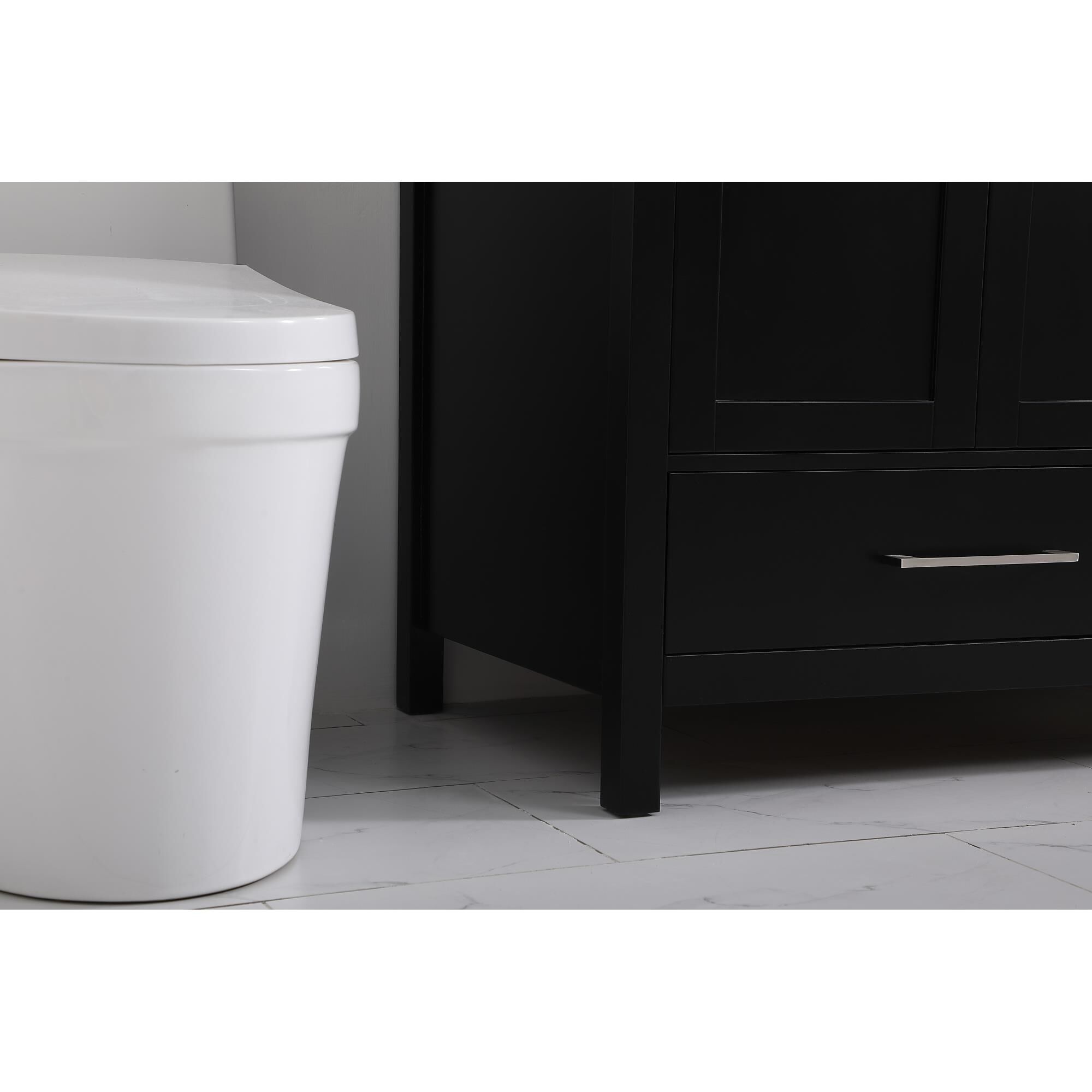 Shown in Black And Brushed Nickel With Carrara White Marble finish