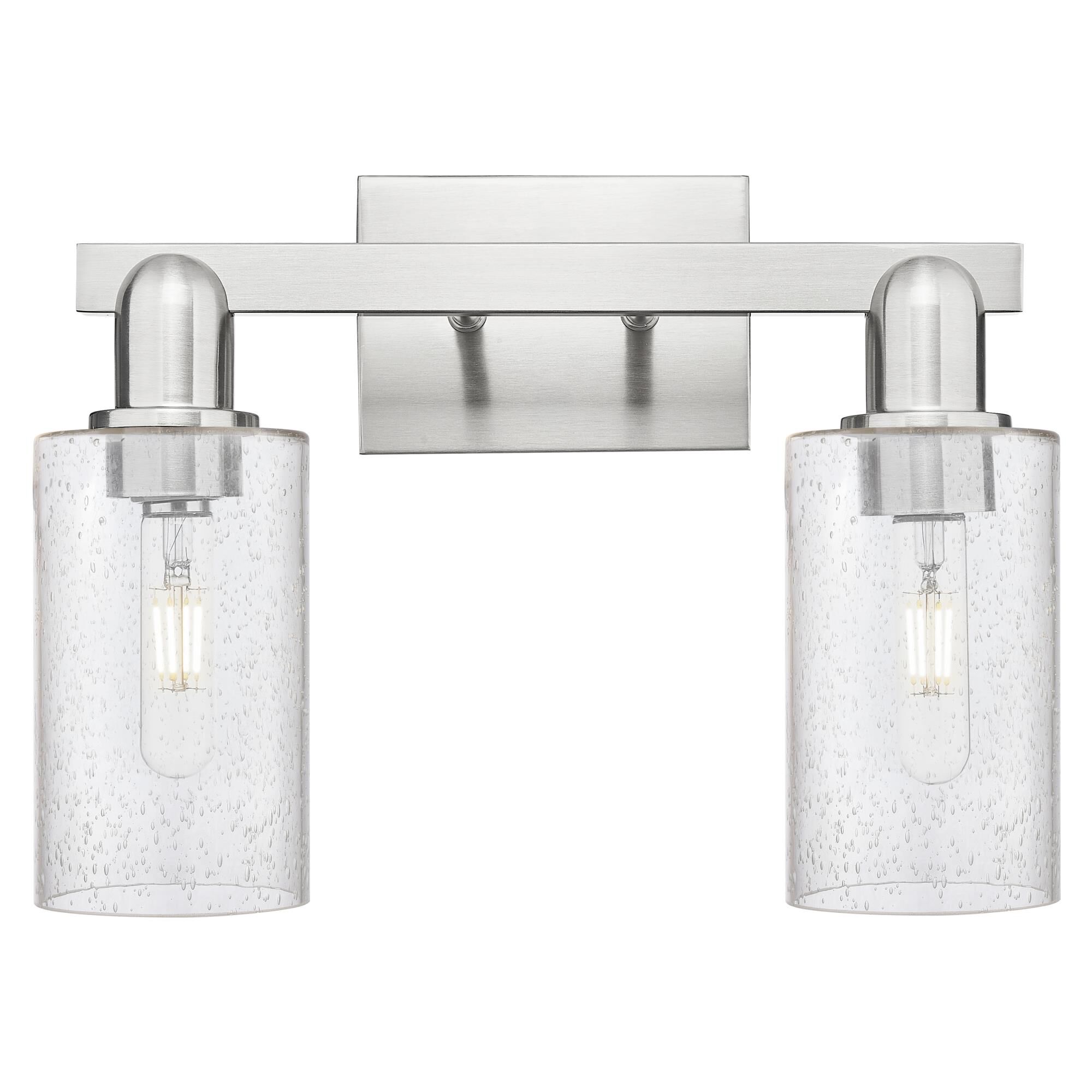 Shown in Brushed Satin Nickel finish and Seedy glass