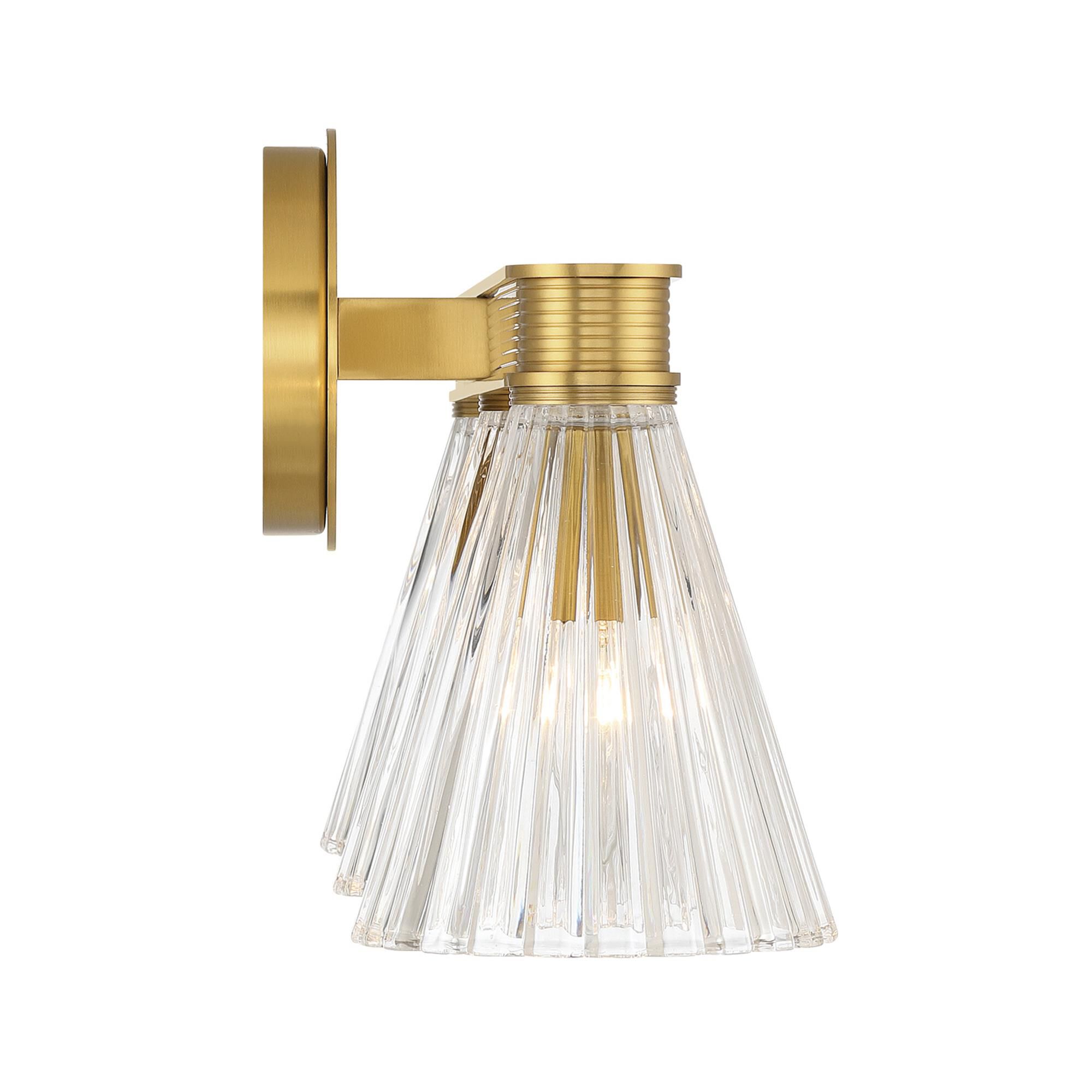 Shown in Luxe Gold finish and Glass shade