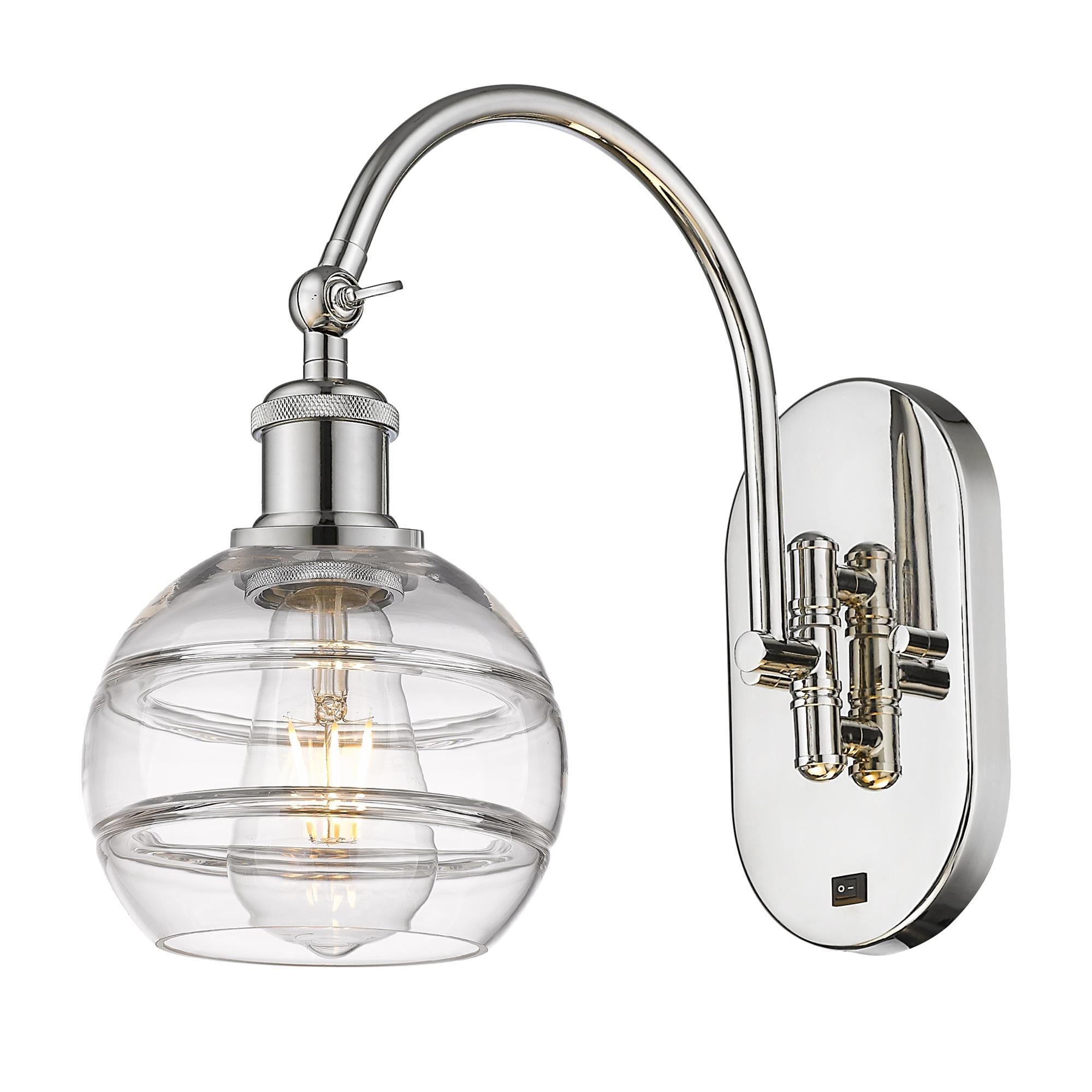 Shown in Polished Nickel finish and Clear glass