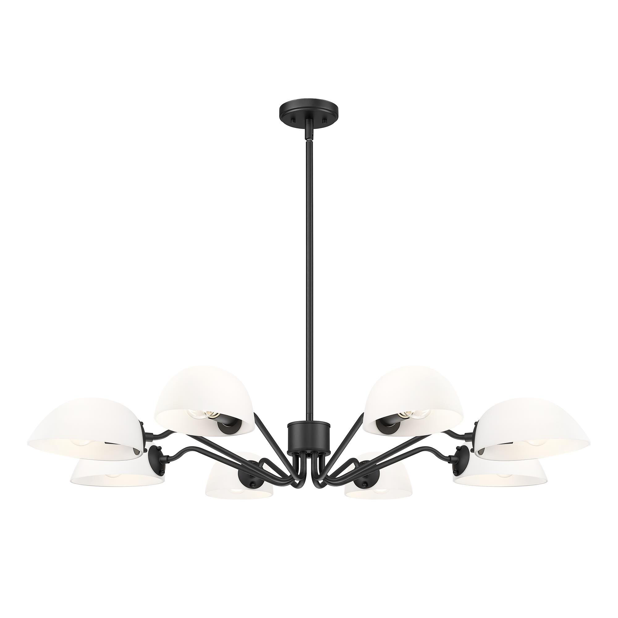 Shown in Matte Black finish and White glass