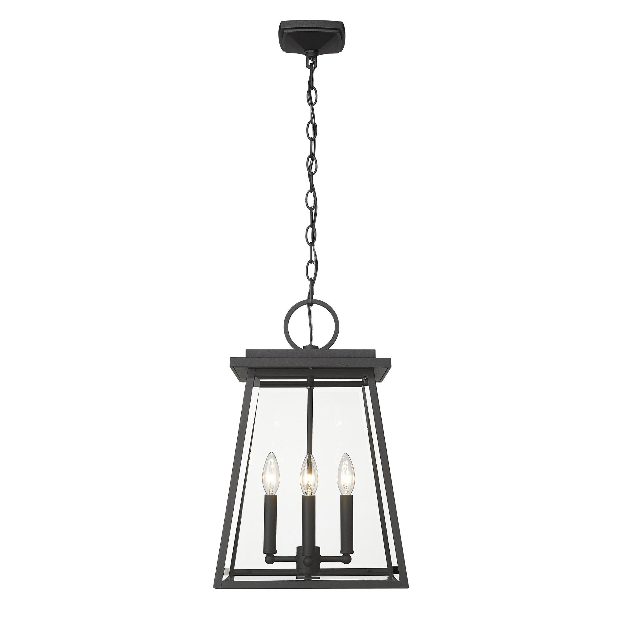 Shown in Black finish and Clear Beveled glass