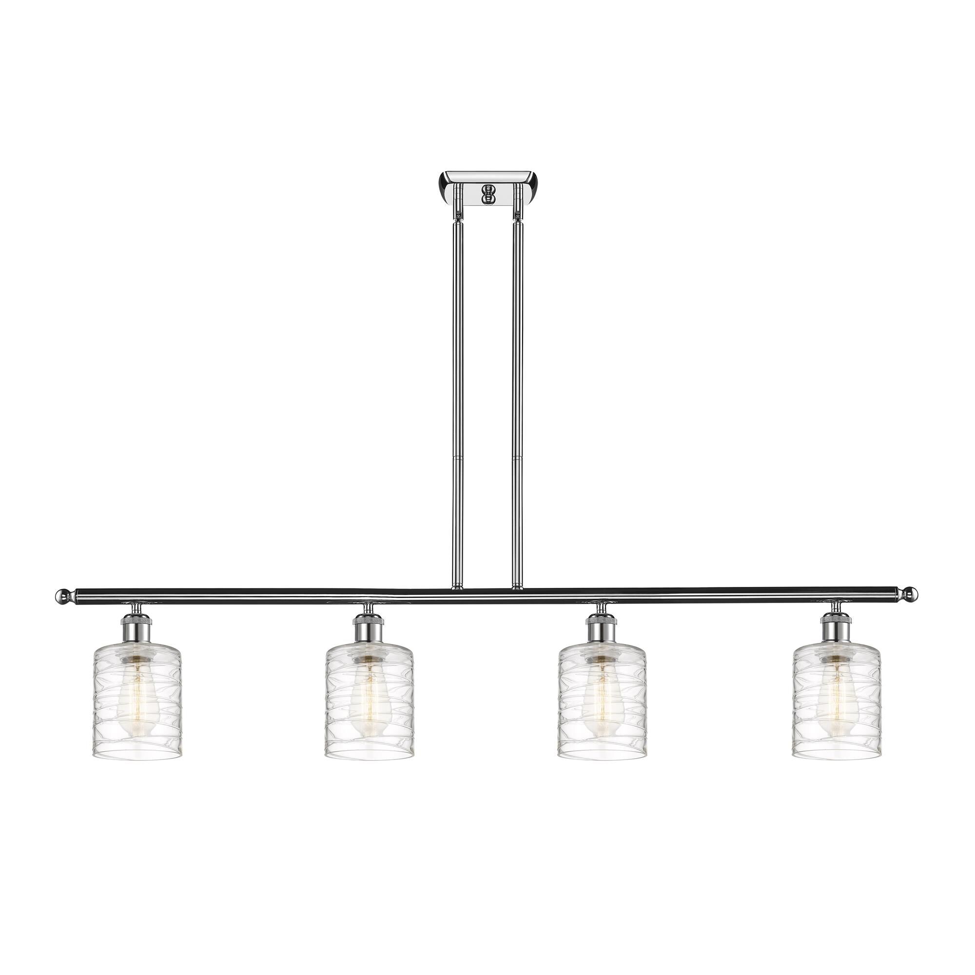 Shown in Polished Chrome finish and Deco Swirl Cobbleskill glass