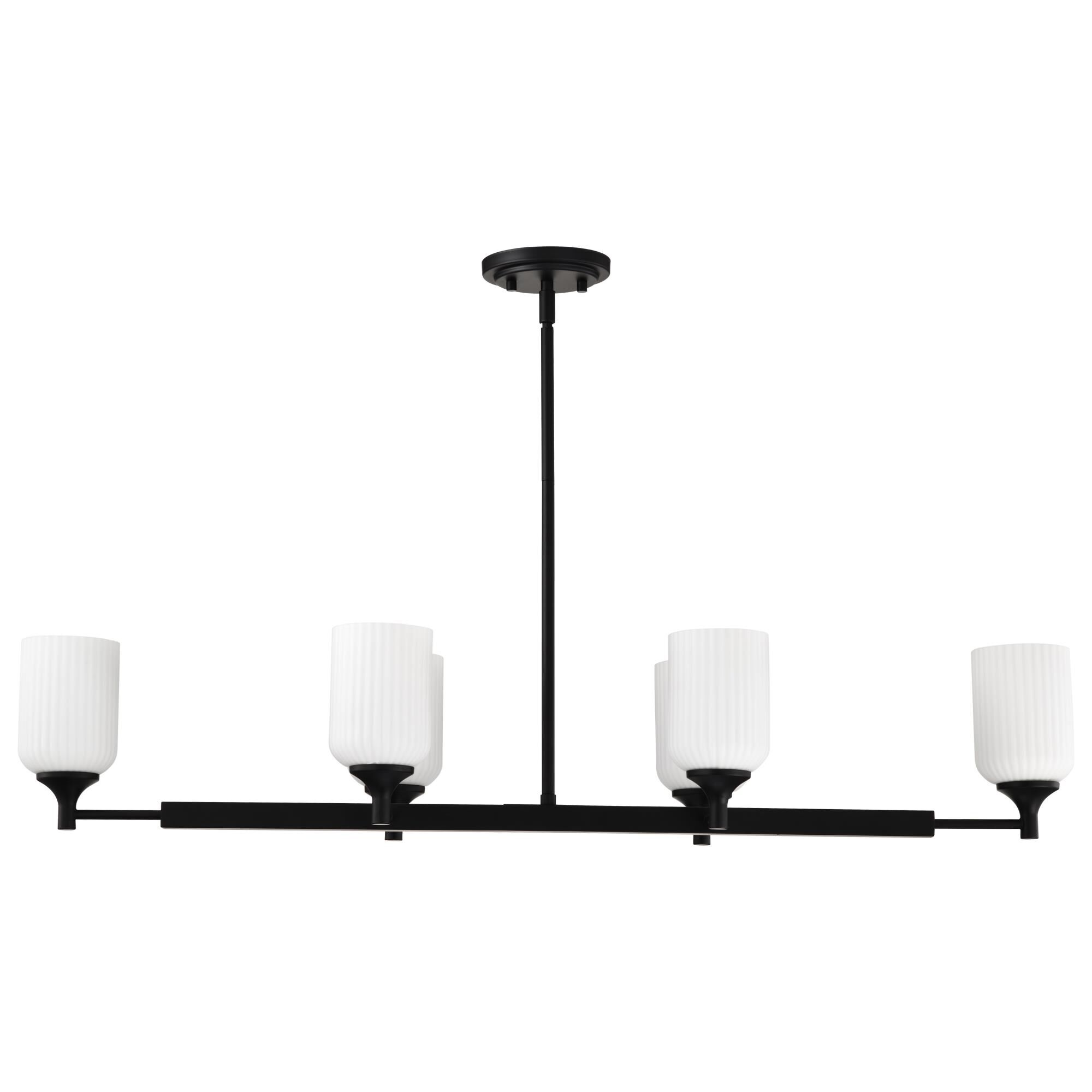 Shown in Matte Black finish and Frosted Ribbed glass