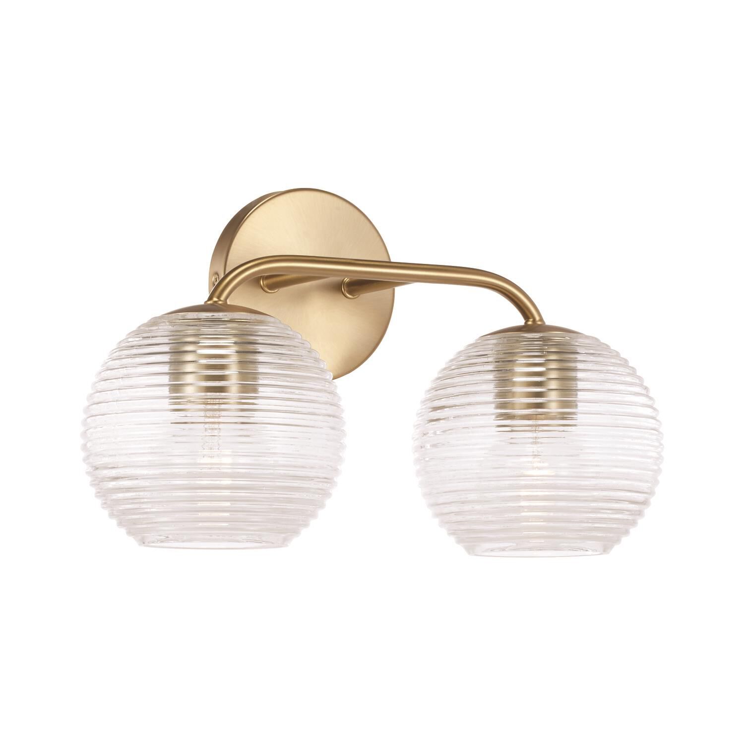 Shown in Matte Brass finish and Clear Ribbed glass