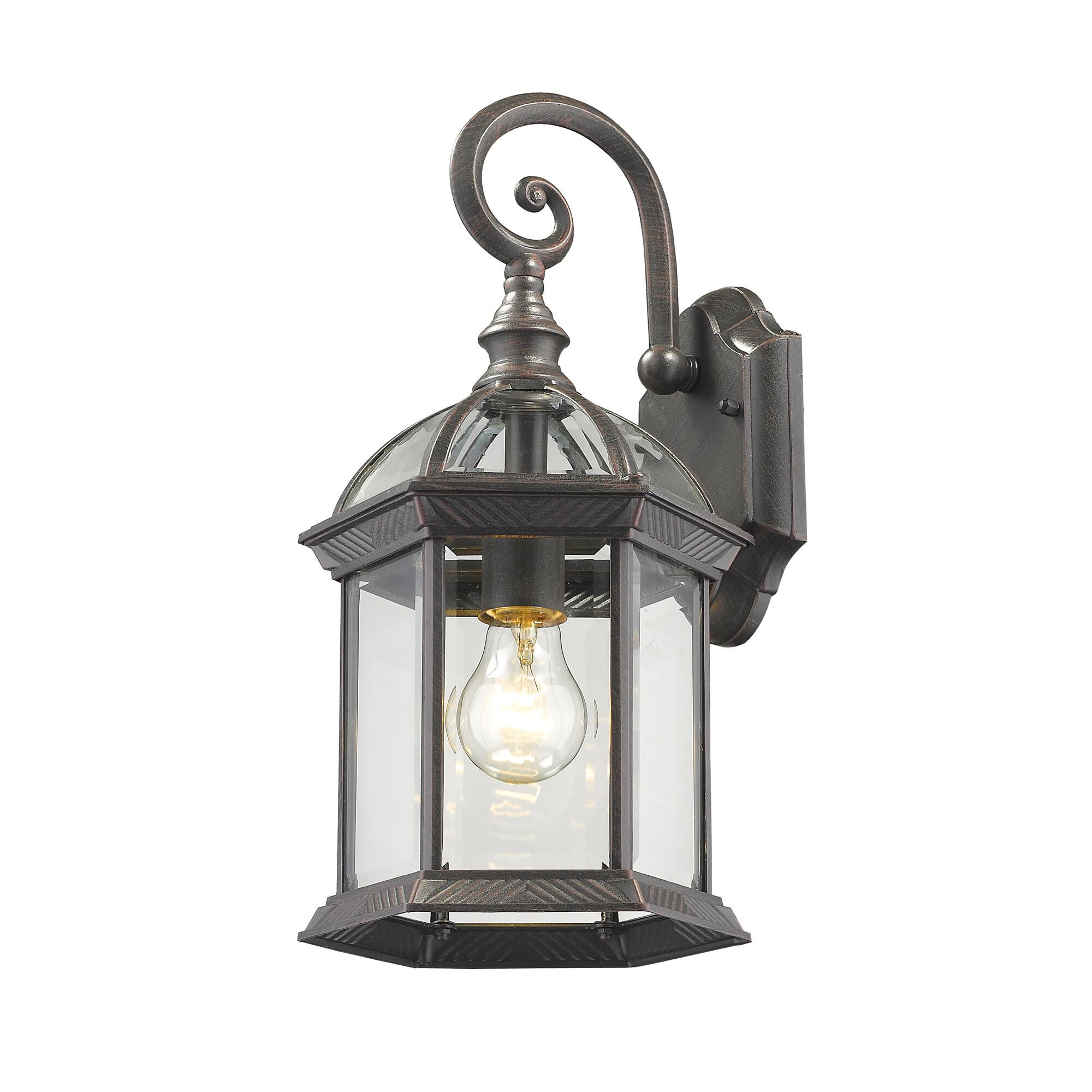 Shown in Rust finish and Glass shade