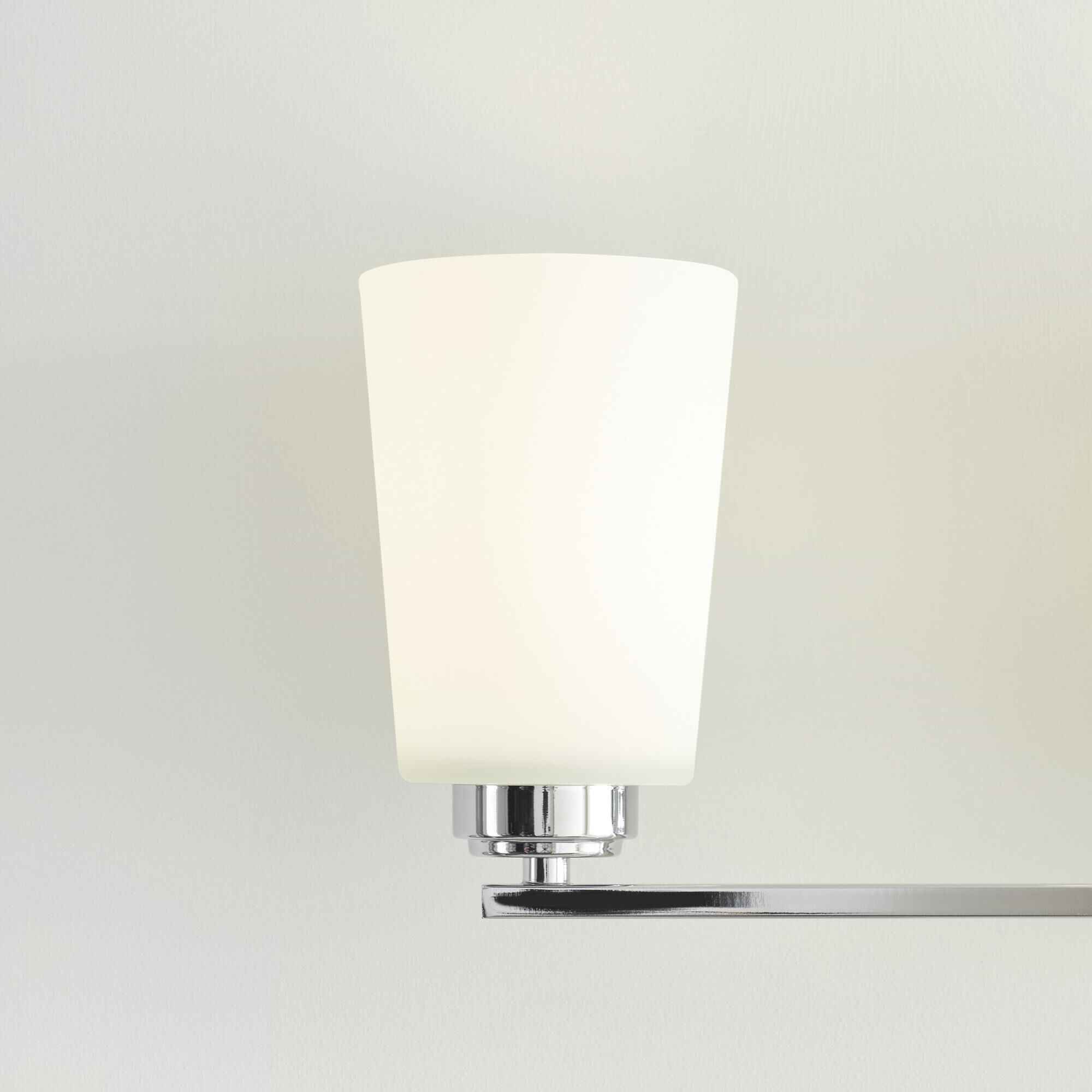 Shown in Chrome finish and Etched with White Inside glass