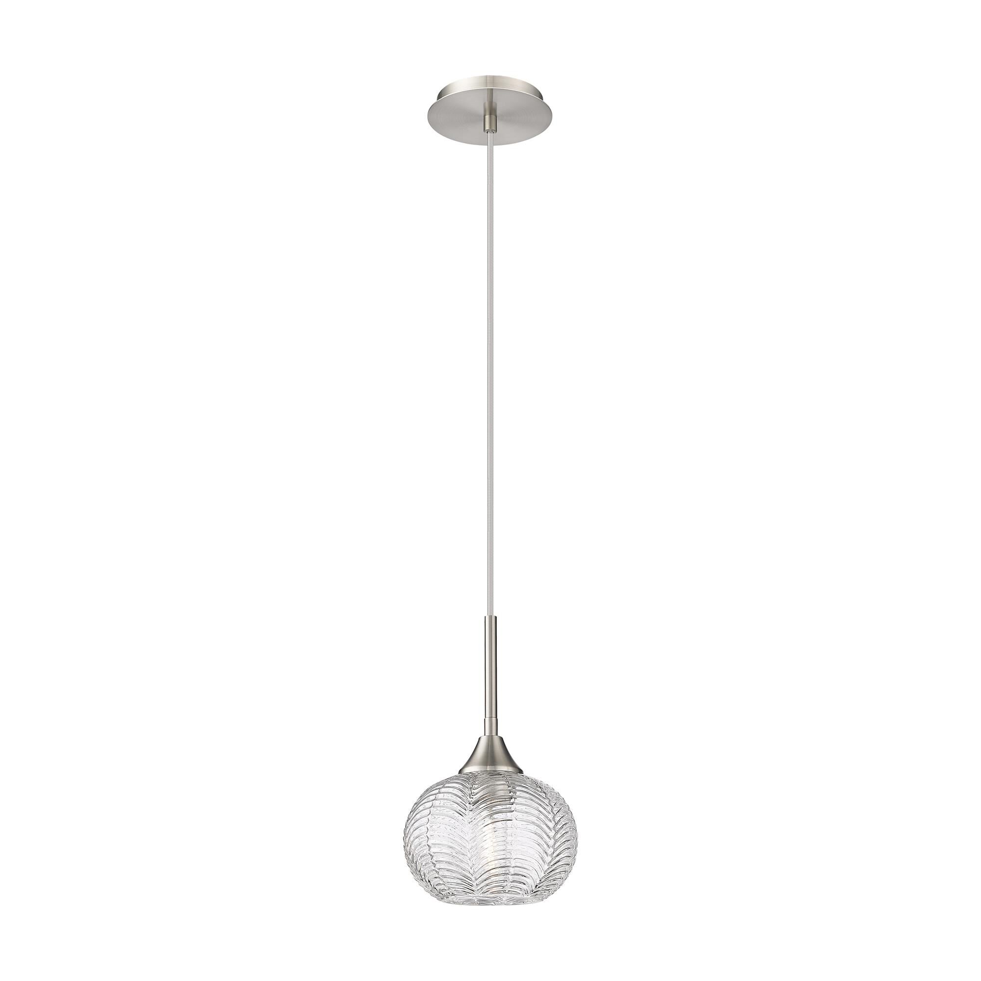 Shown in Satin Nickel finish and Clear shade