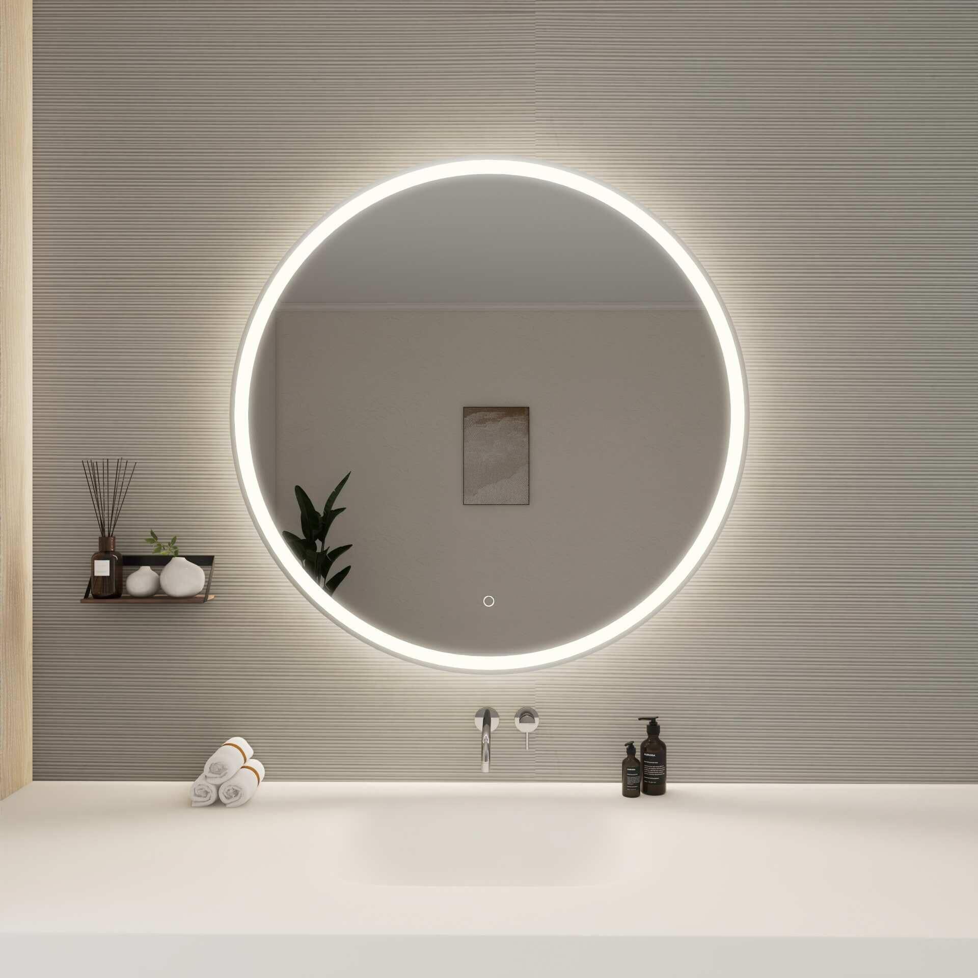 Harmoni 39 Inch Round LED Lighted Mirror by Elegant Decor