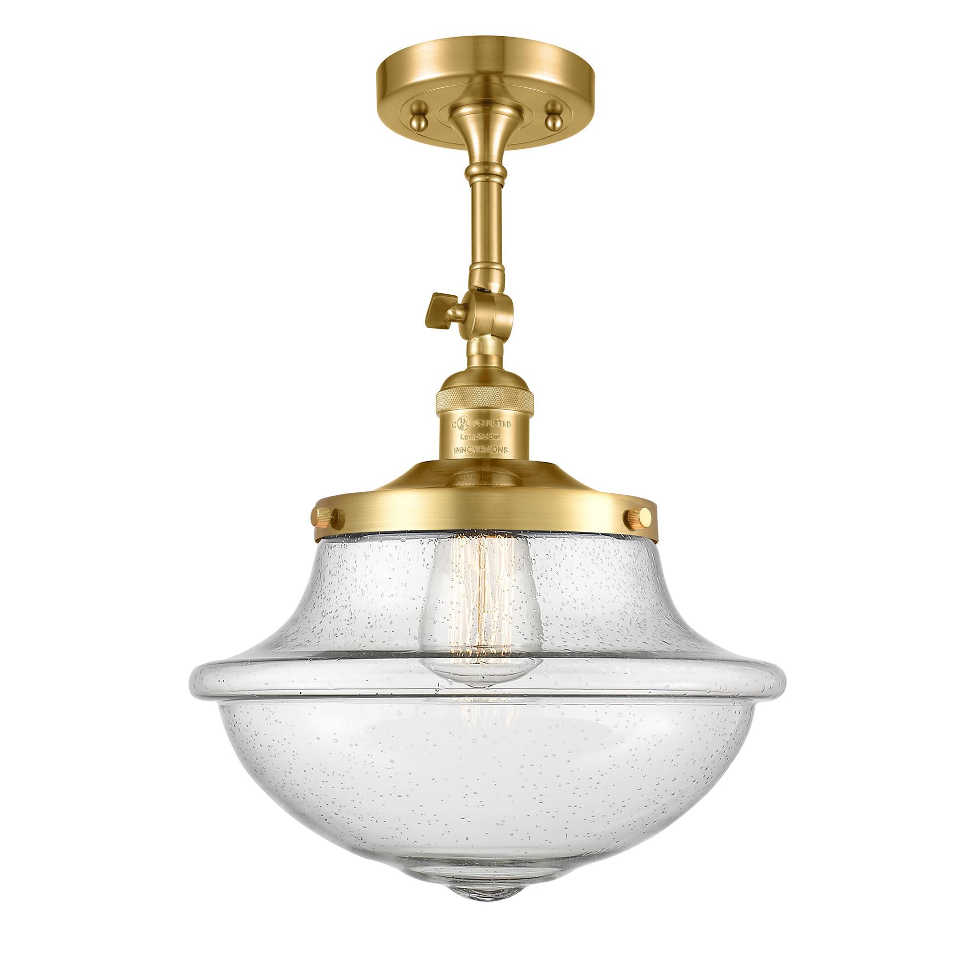 Shown in Satin Gold finish and Seedy Large Oxford glass