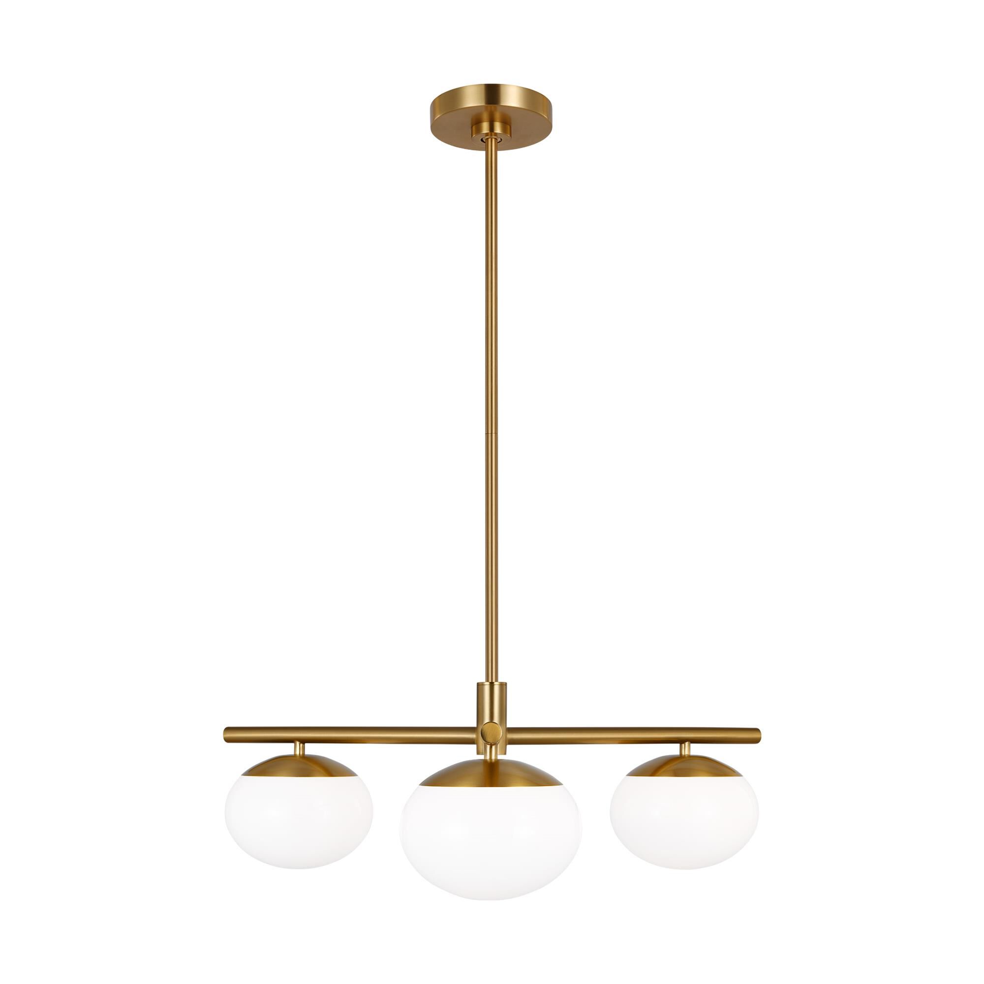 Shown in Burnished Brass finish and Milk White Glass s shade