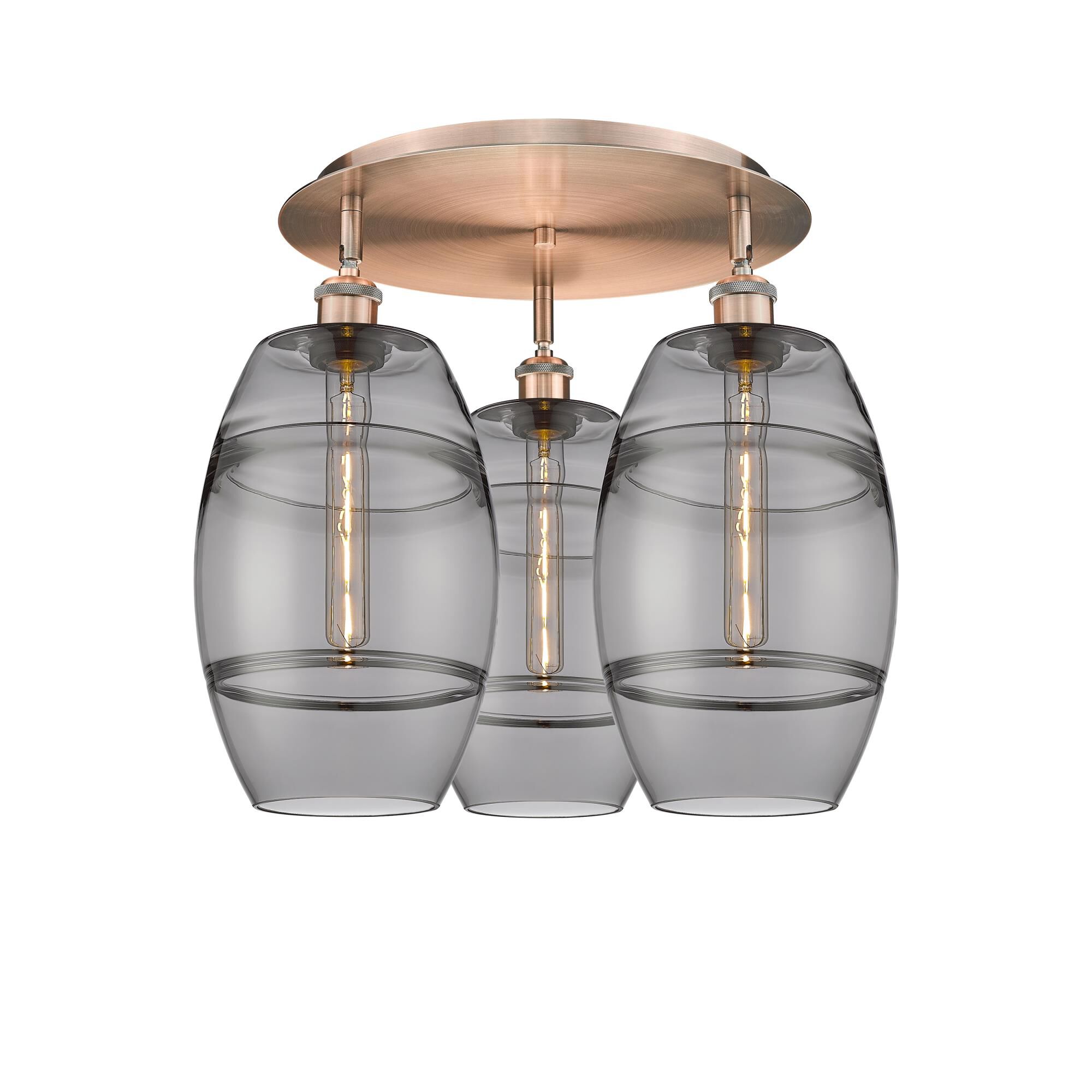 Shown in Antique Copper finish and Light Smoke glass