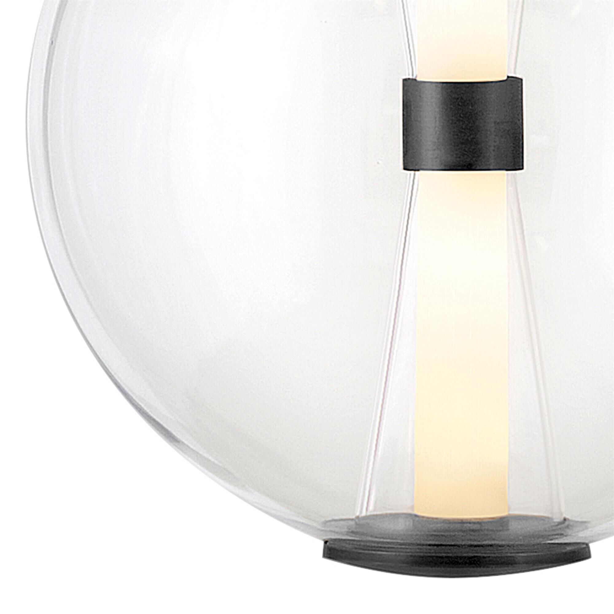 Shown in Black finish and Clear glass