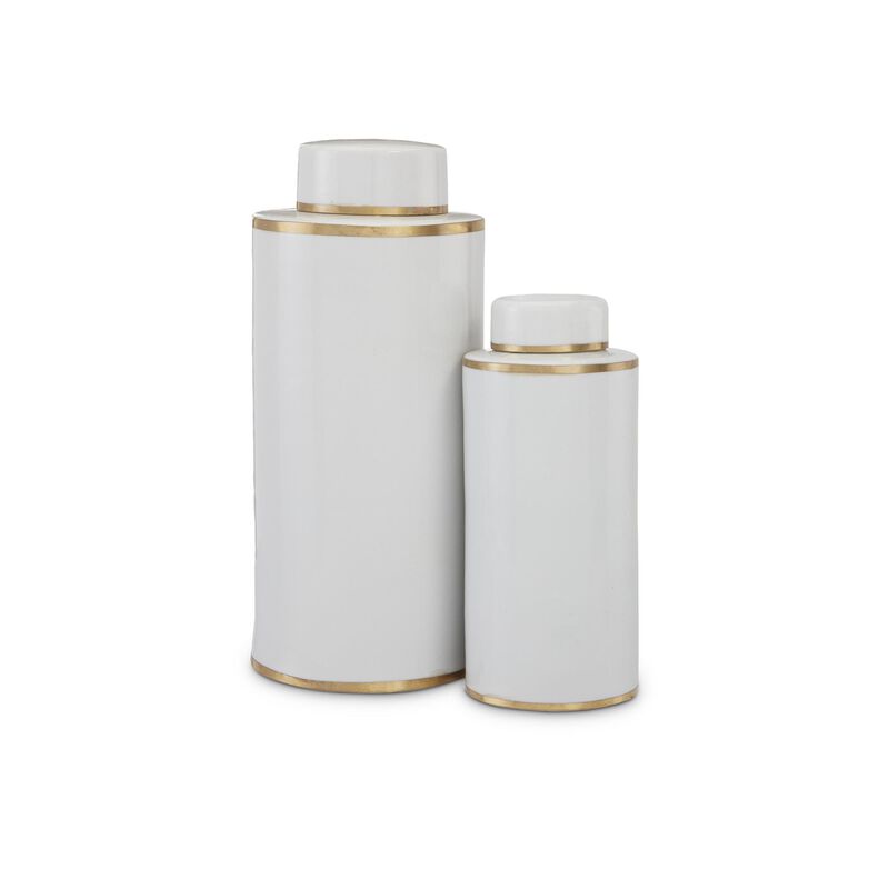 Ivory Tea Canister Set of 2 Decorative Bottle-Canister by Currey and Company