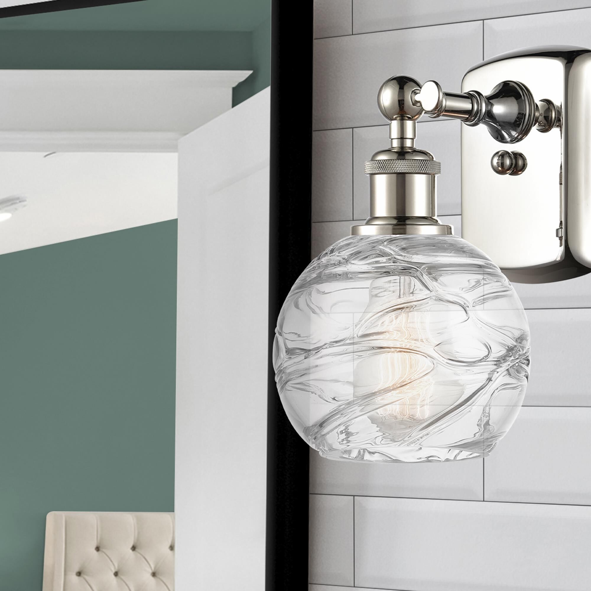 Shown in Polished Nickel finish and Sphere glass and Glass shade