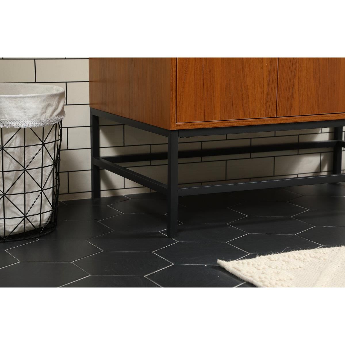 Shown in Teak finish and Without Backsplash accent