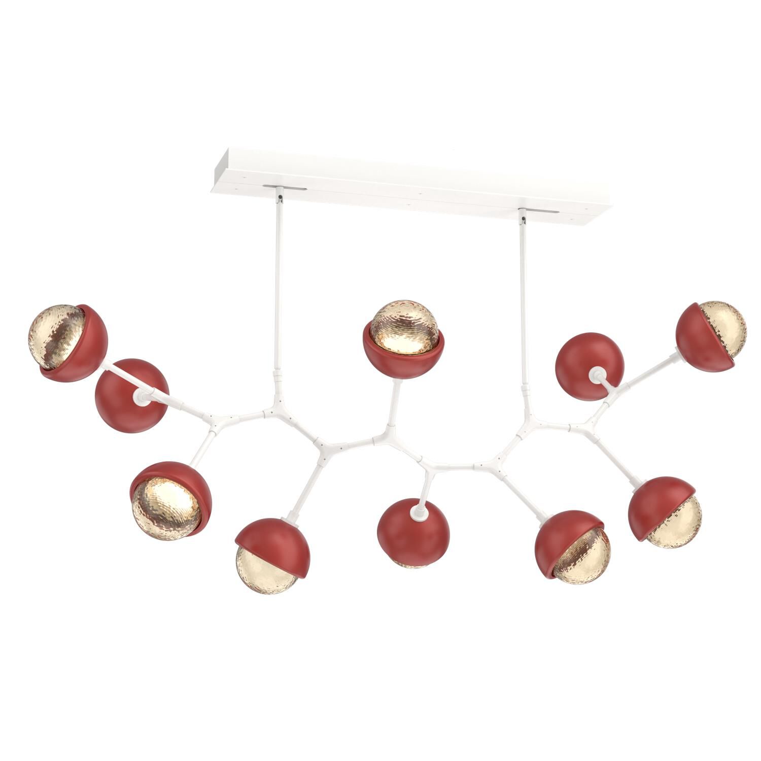 Shown in Salt White finish and Amber glass and Cinnamon Red accent