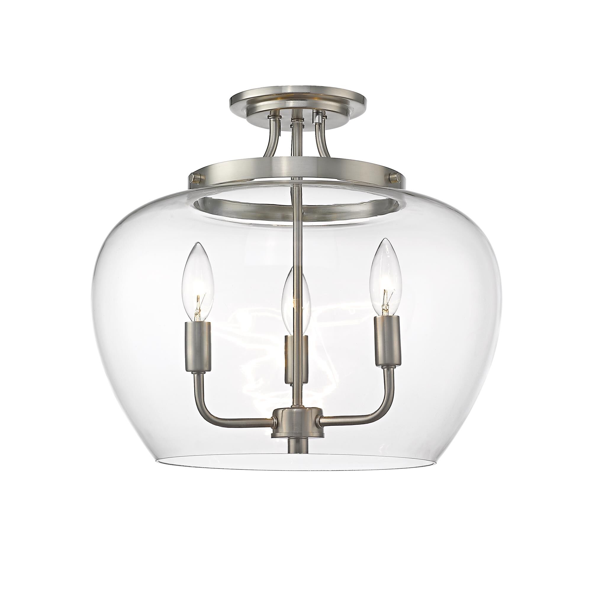 Shown in Brushed Nickel finish and Glass shade