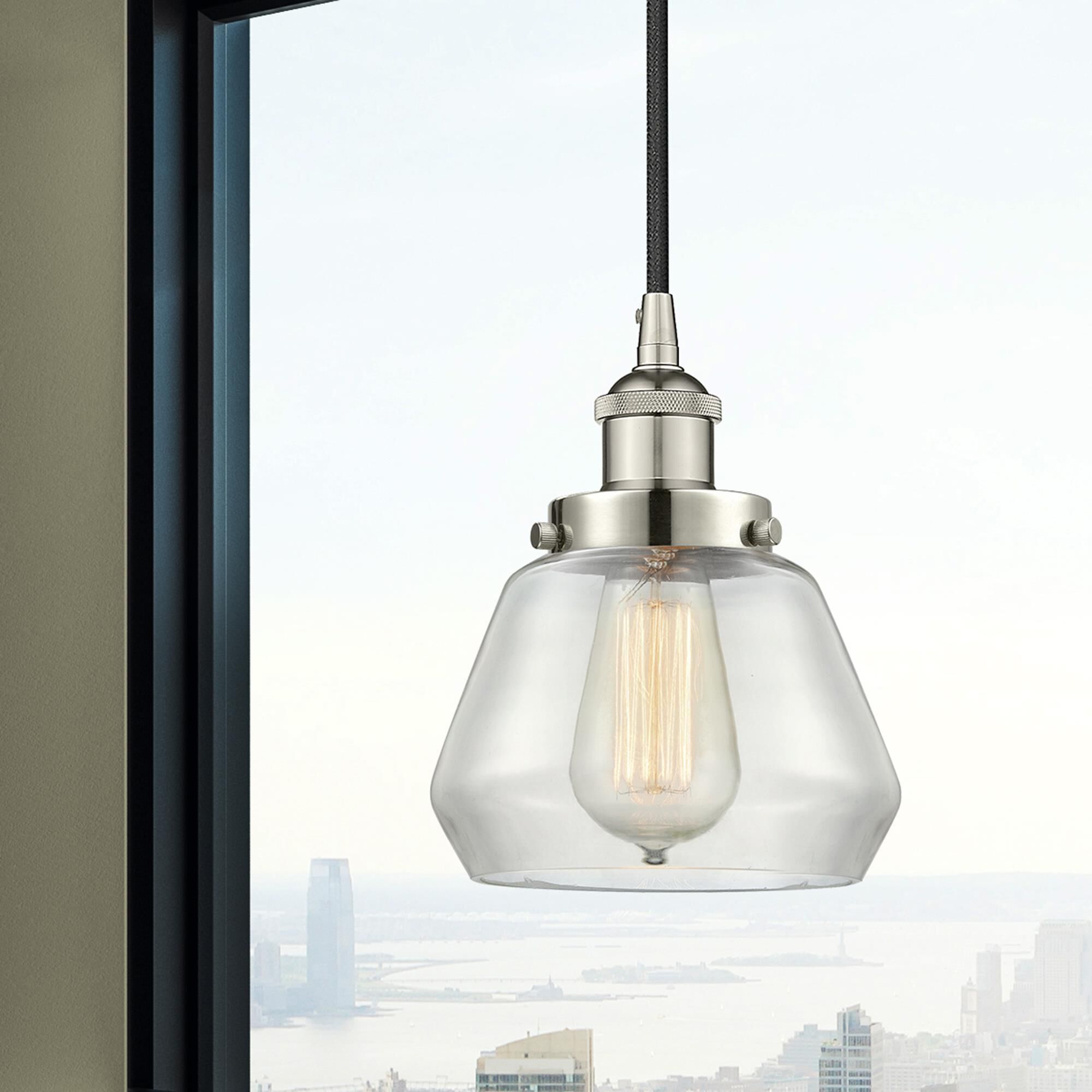 Shown in Polished Nickel finish and Clear glass