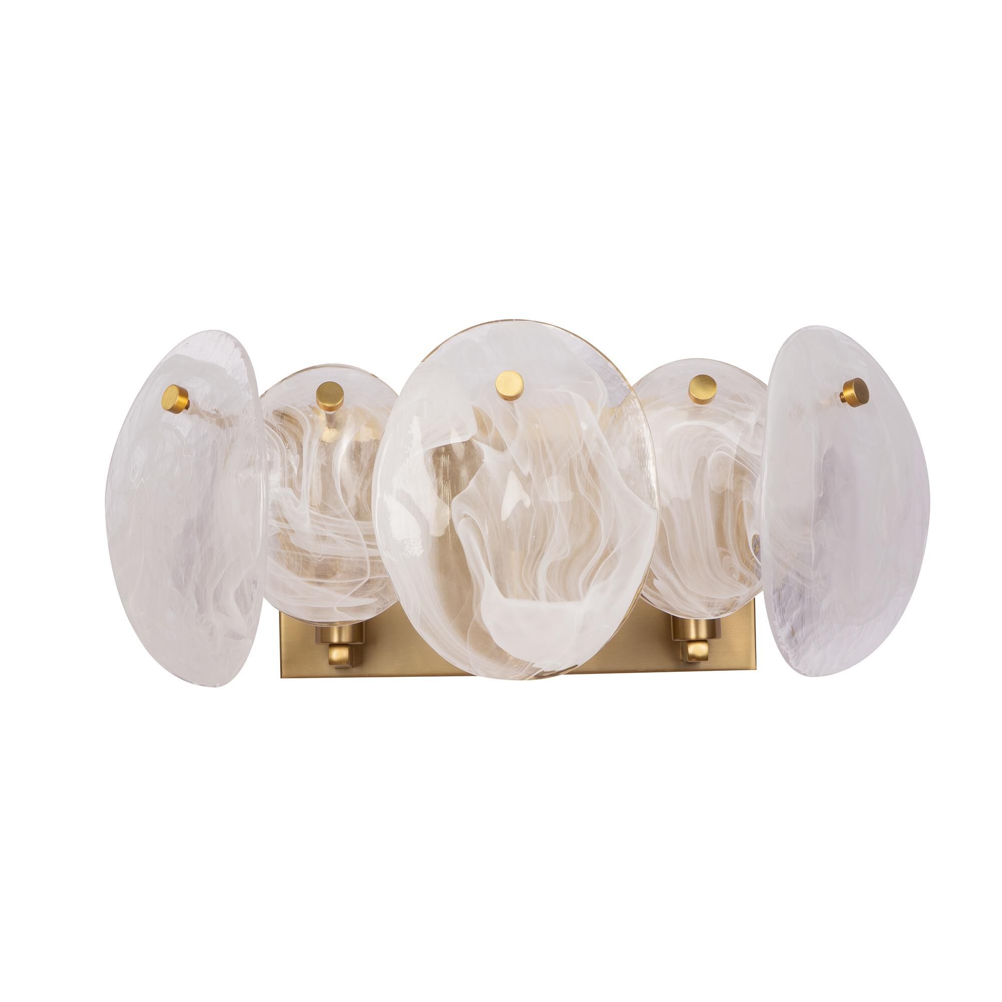 Shown in Brushed Brass finish and Wispy White Murano Style glass