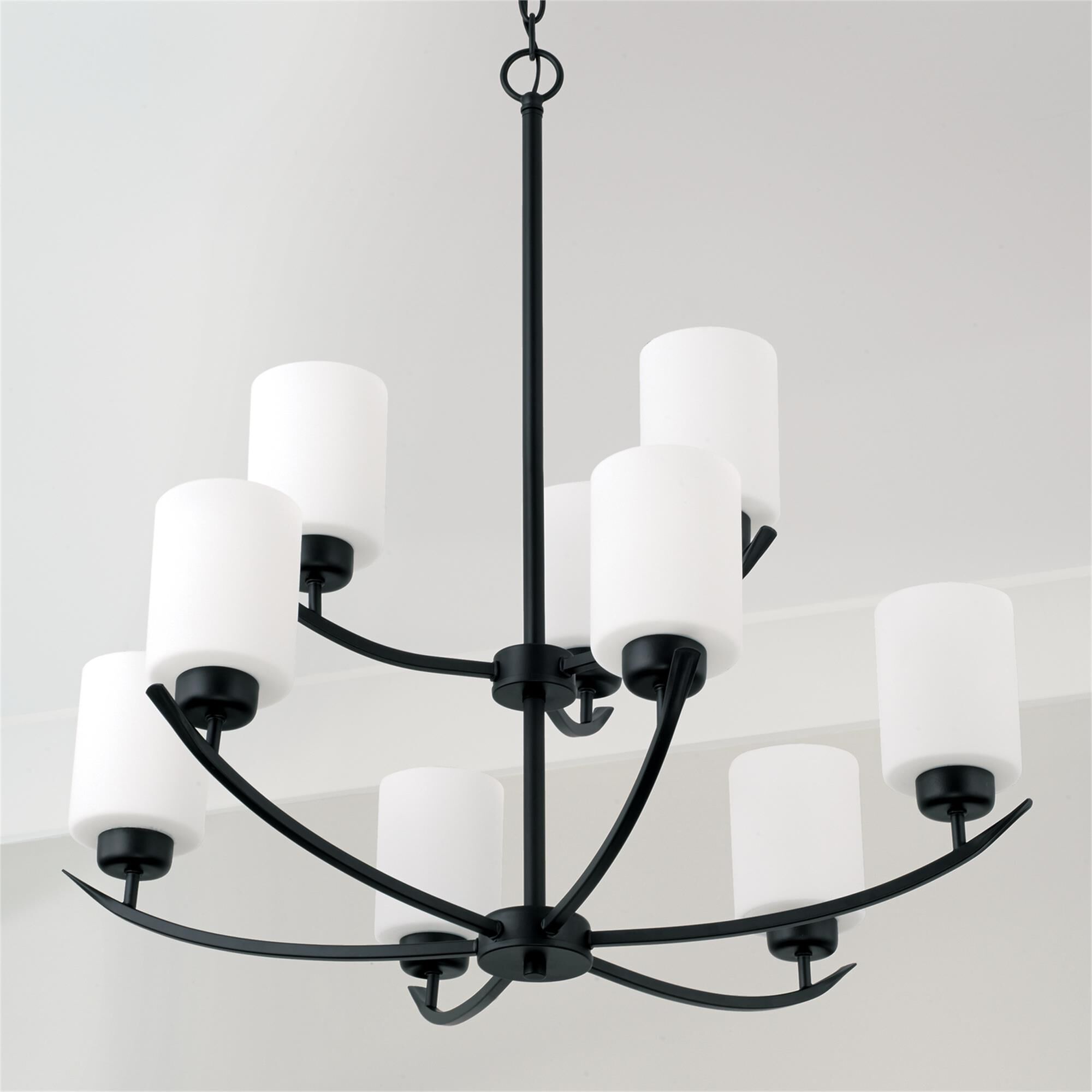 Shown in Matte Black finish and Soft White glass