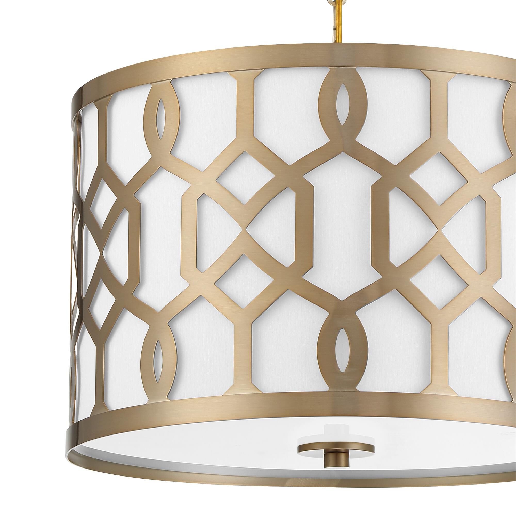 Shown in Aged Brass finish and Silk glass and White shade