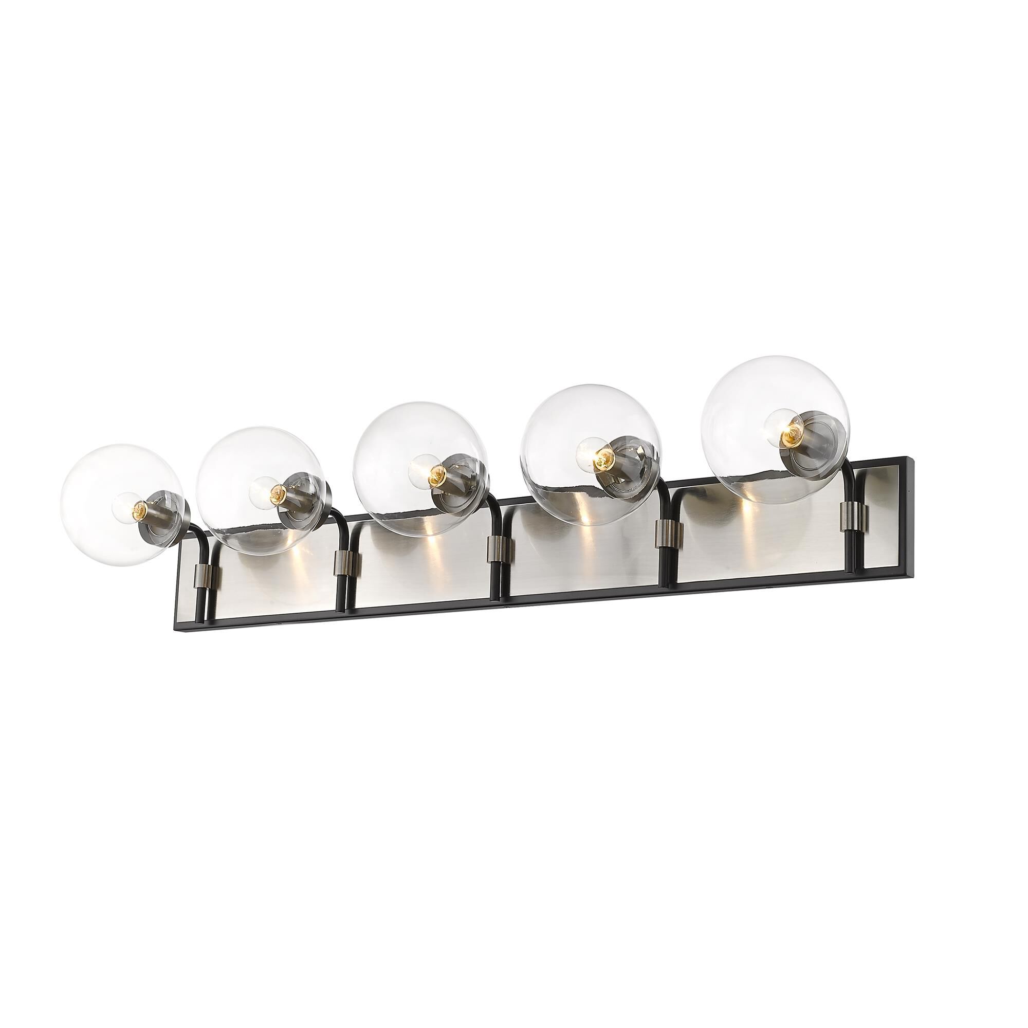 Shown in Matte Black + Brushed Nickel finish and Glass shade