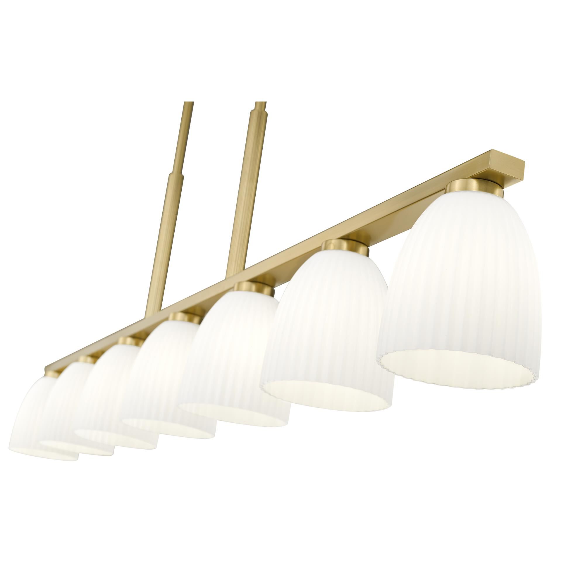 Shown in Modern Gold finish and Matte Opal glass and Matte Opal shade