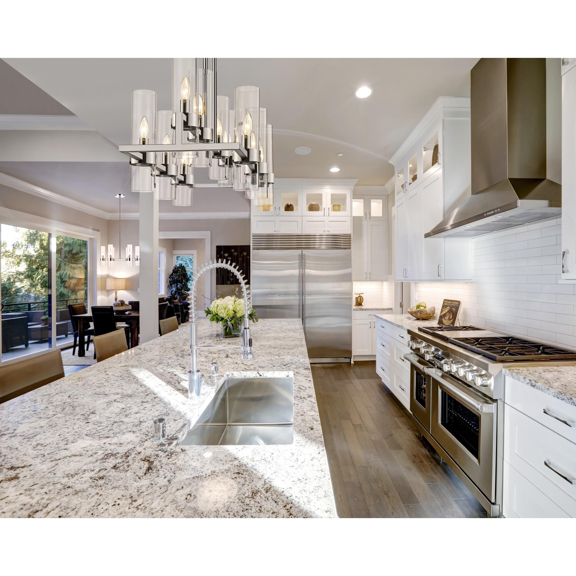 Shown in Polished Nickel finish and Clear glass and No Shade shade