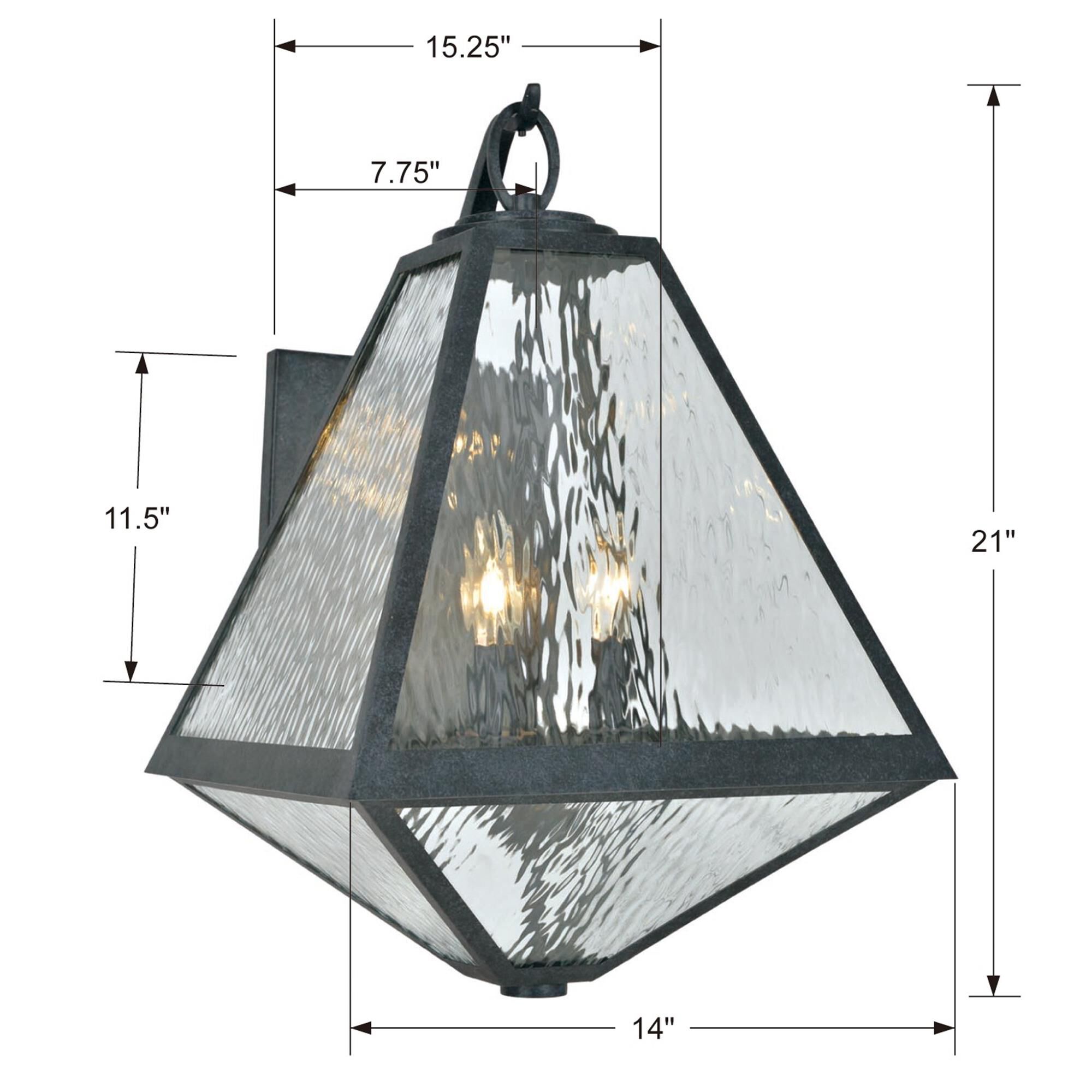 Shown in Black Charcoal finish and Water Glass glass and Water Glass Panels shade