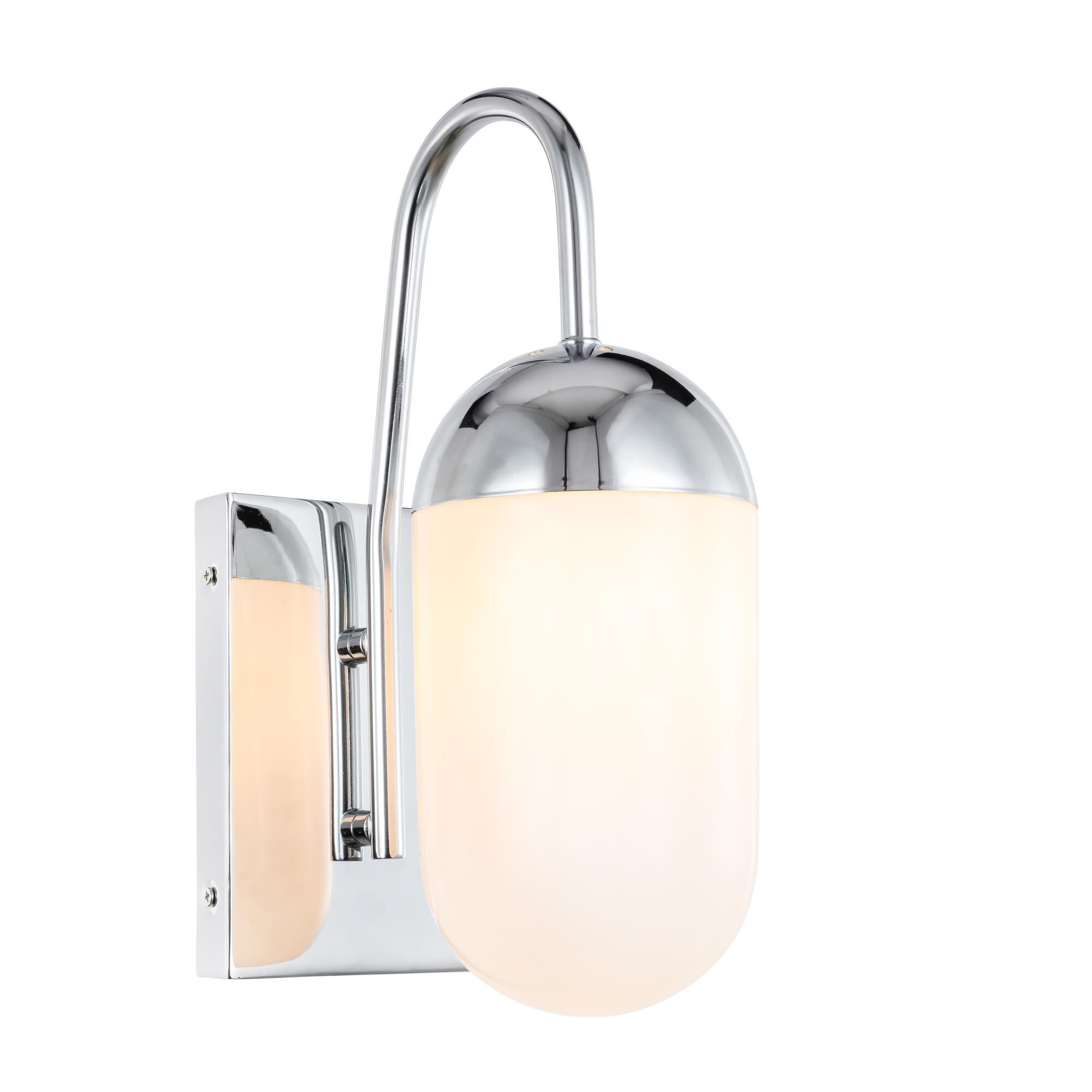 Shown in Chrome finish and Frosted White  glass