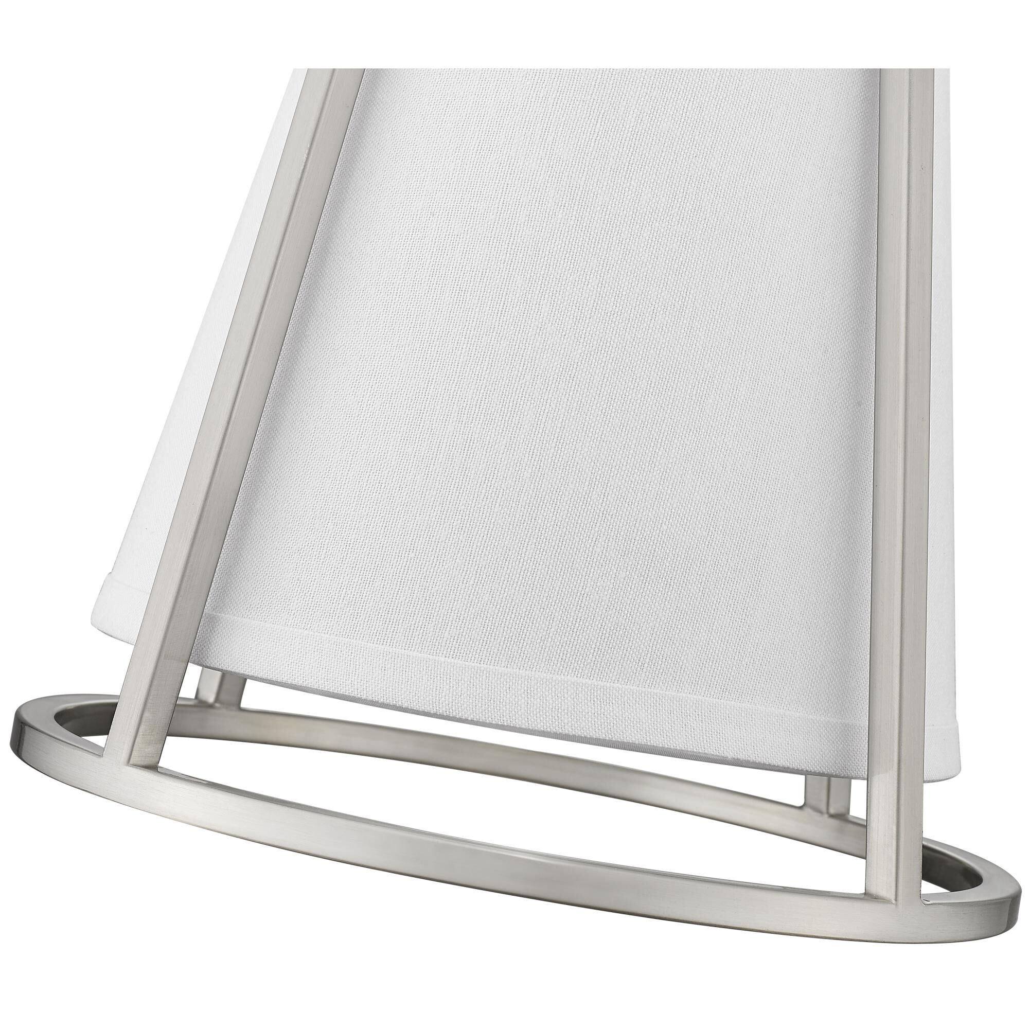 Shown in Brushed Nickel finish and Fabric glass and Fabric shade