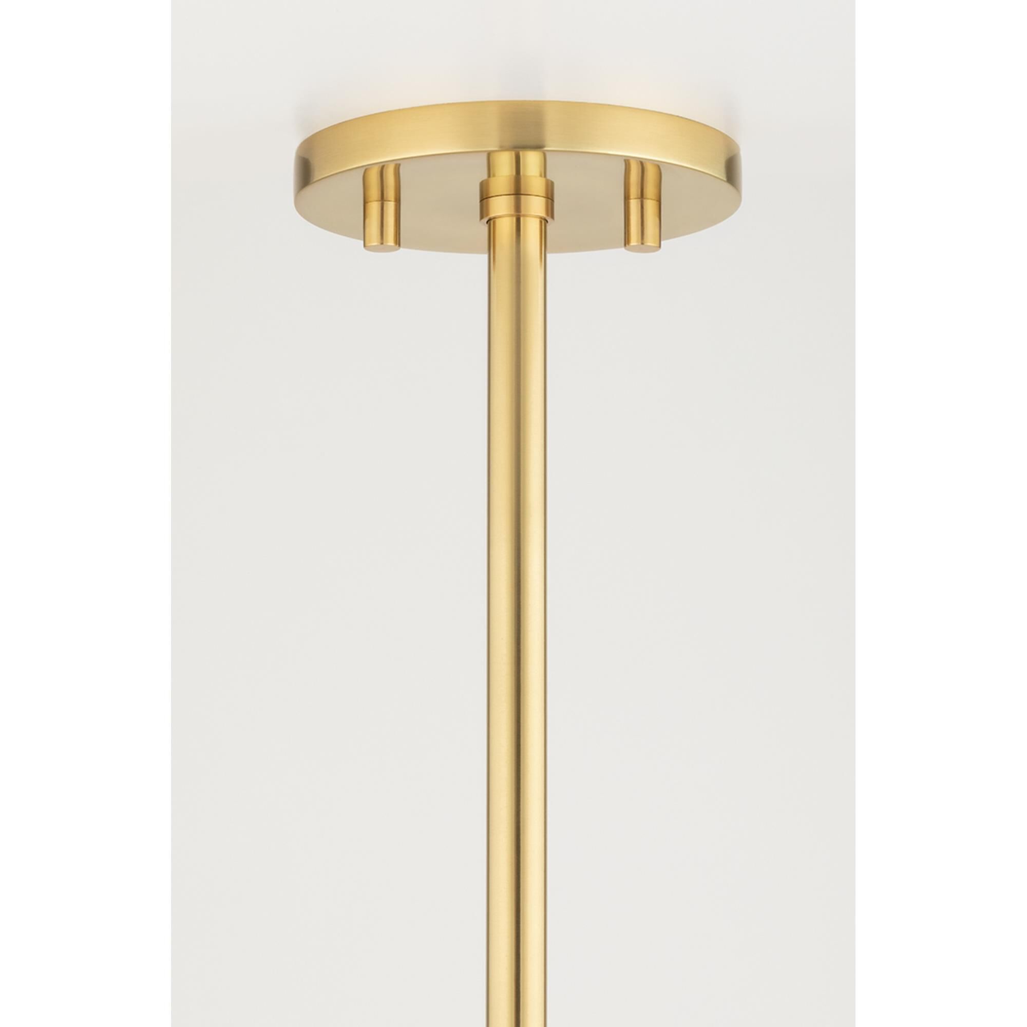 Shown in Aged Brass finish and Clear glass