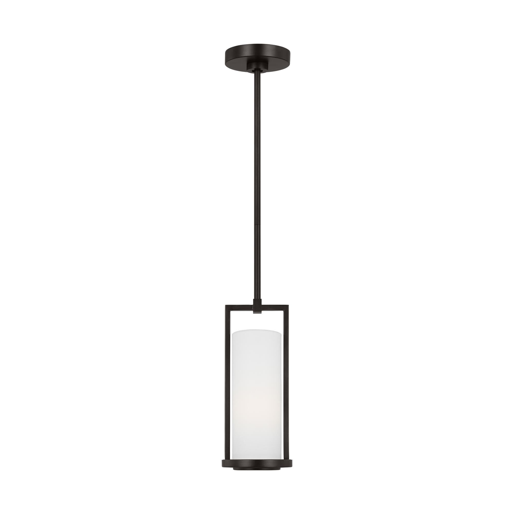 Shown in Aged Iron finish and White Linen Fabric shade