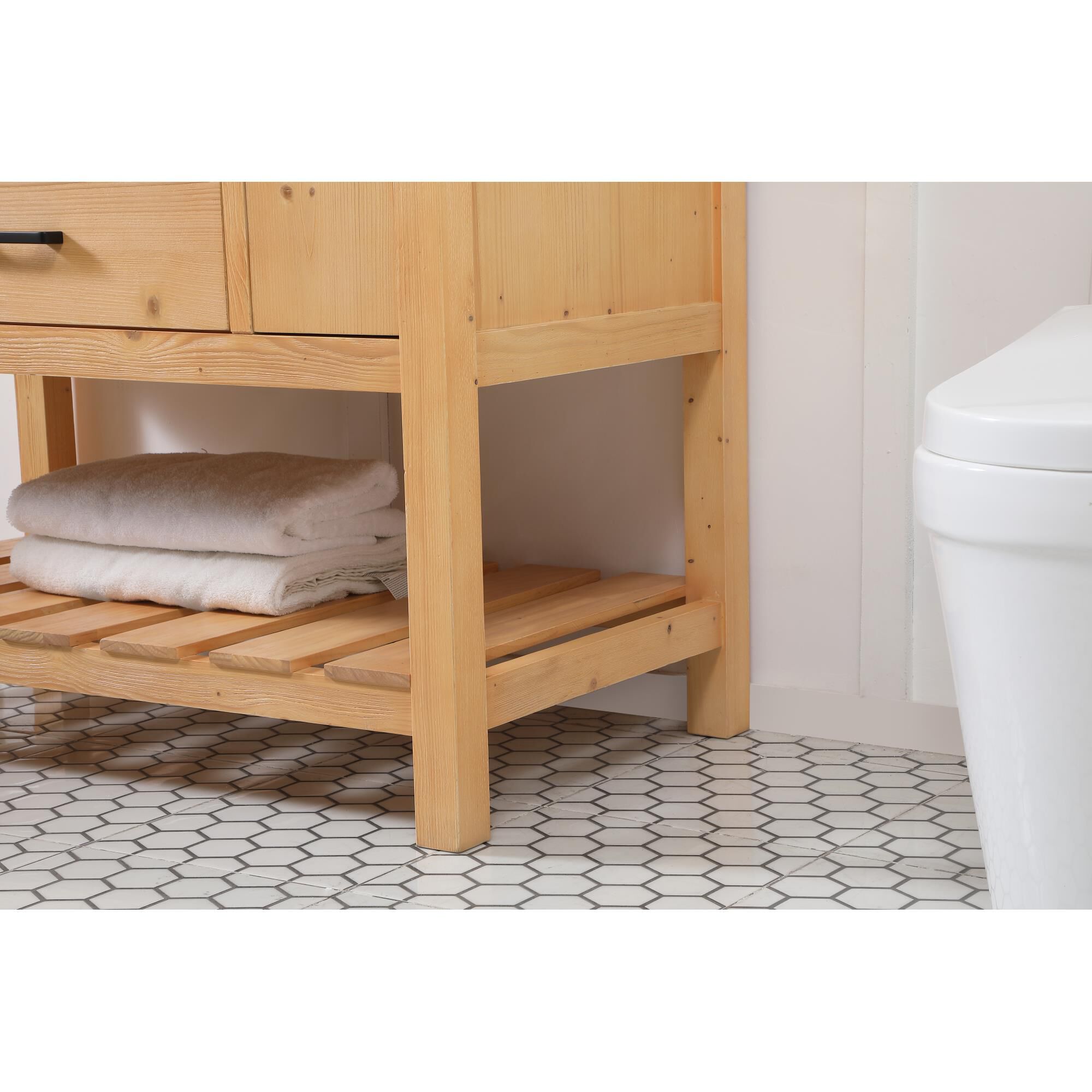 Shown in Natural Wood finish and Without Backsplash accent