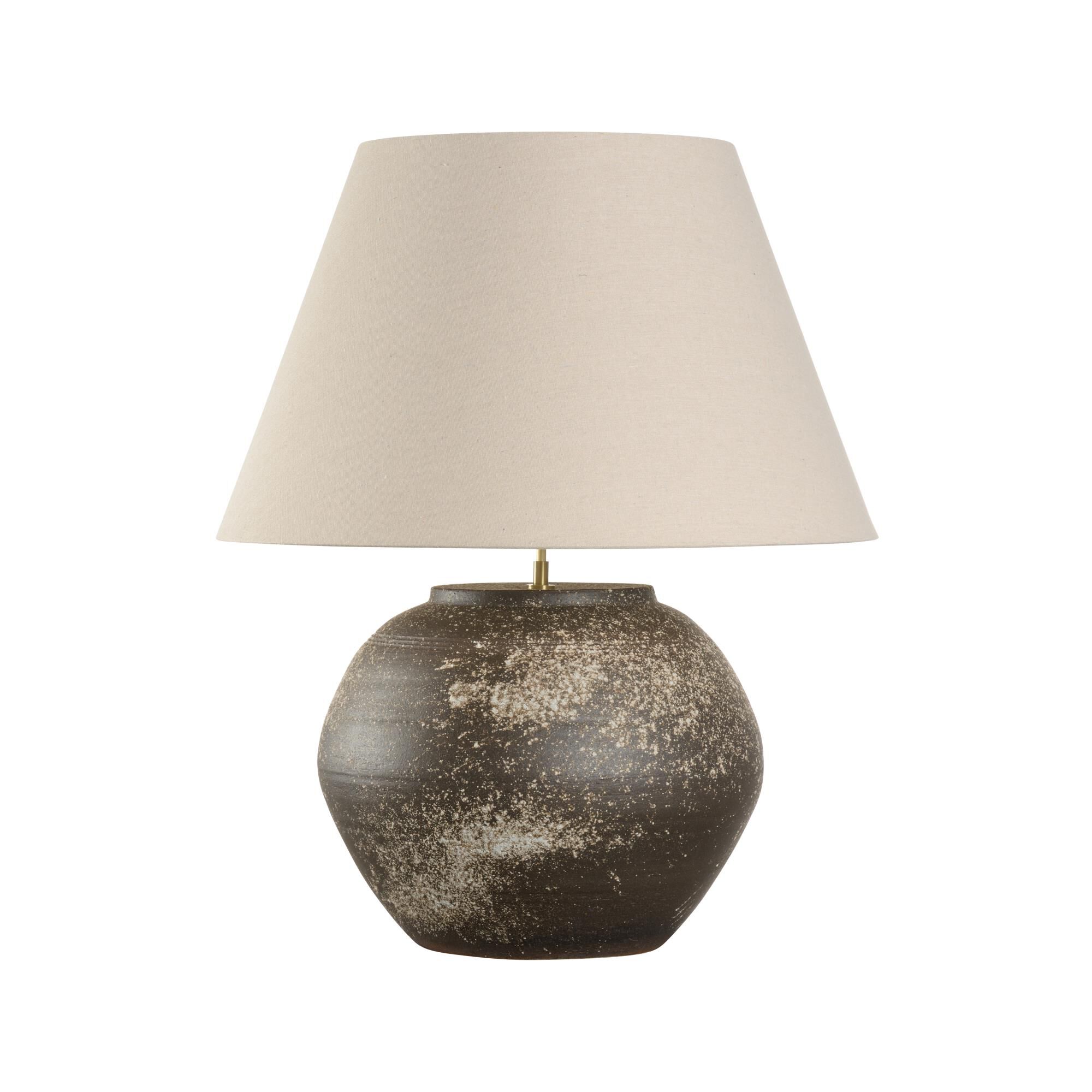 Shown in Brown finish and Linen shade