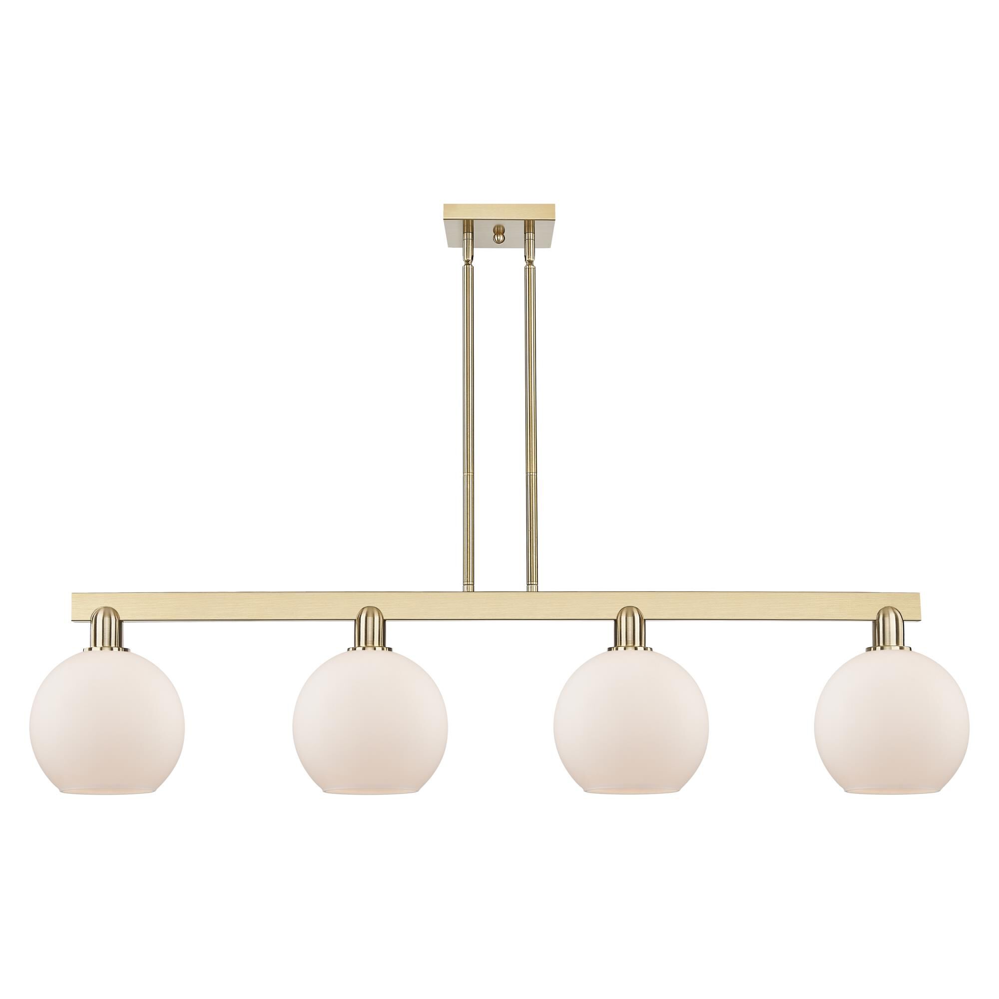 Shown in Champagne Bronze finish and Matte White glass