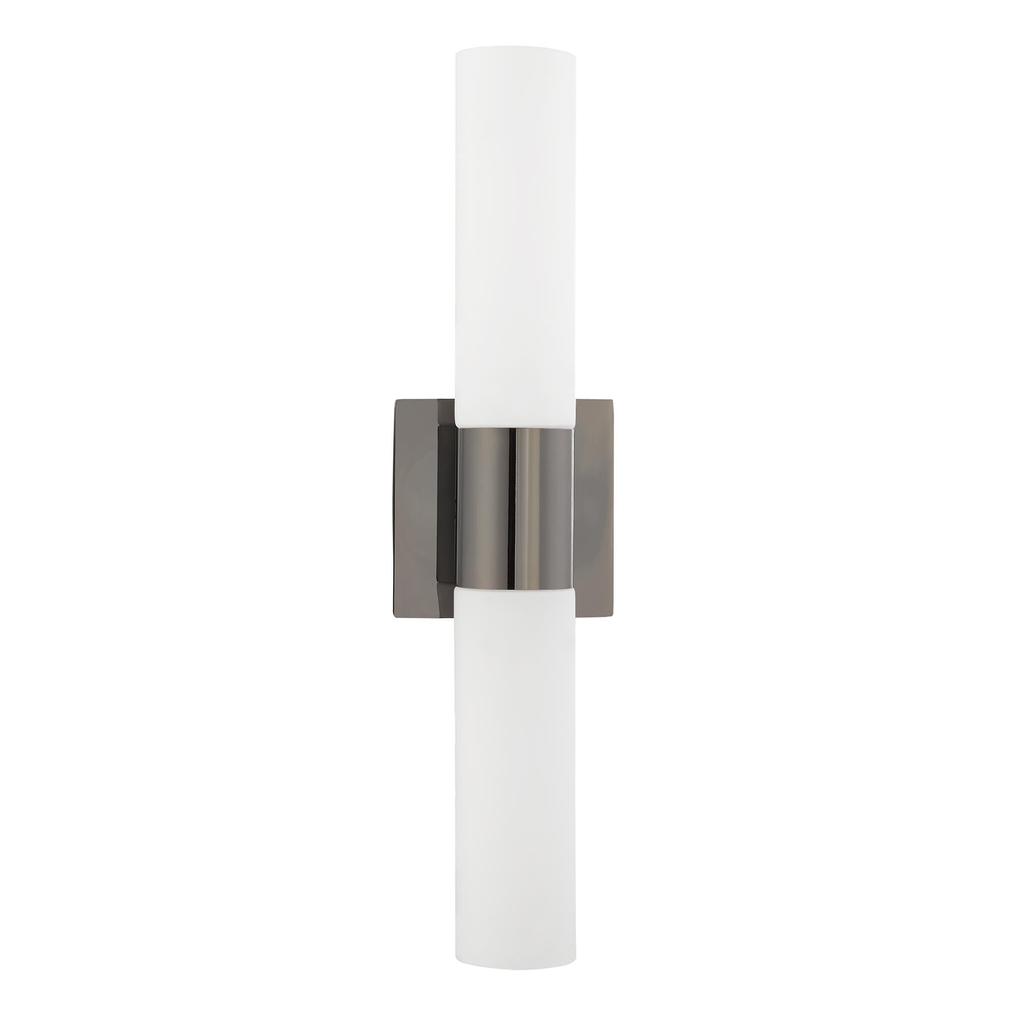 Shown in Black Chrome finish and Hand Blown Satin Opal White Twist Lock glass