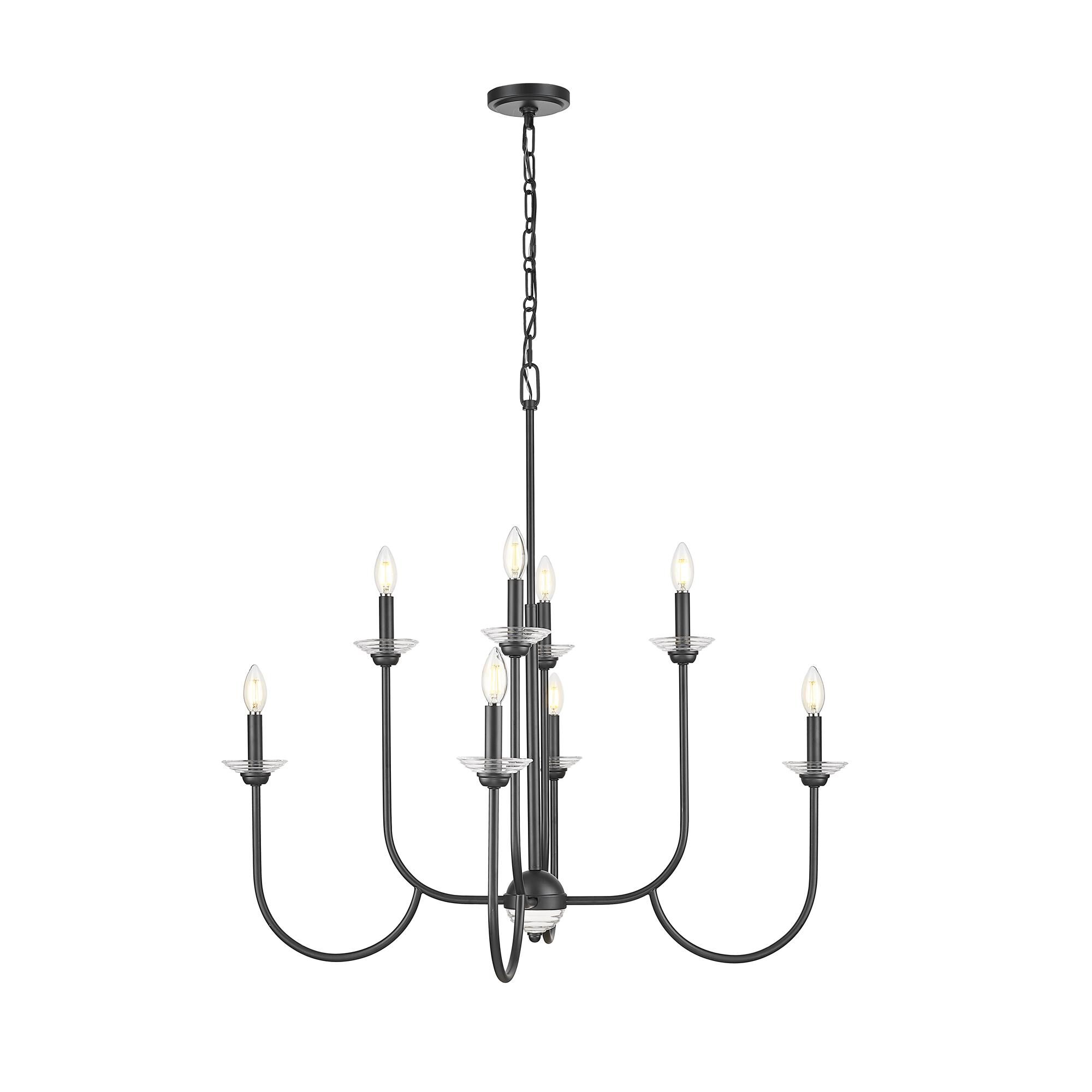 Shown in Matte Black finish and Clear Ribbed glass and Clear Ribbed shade