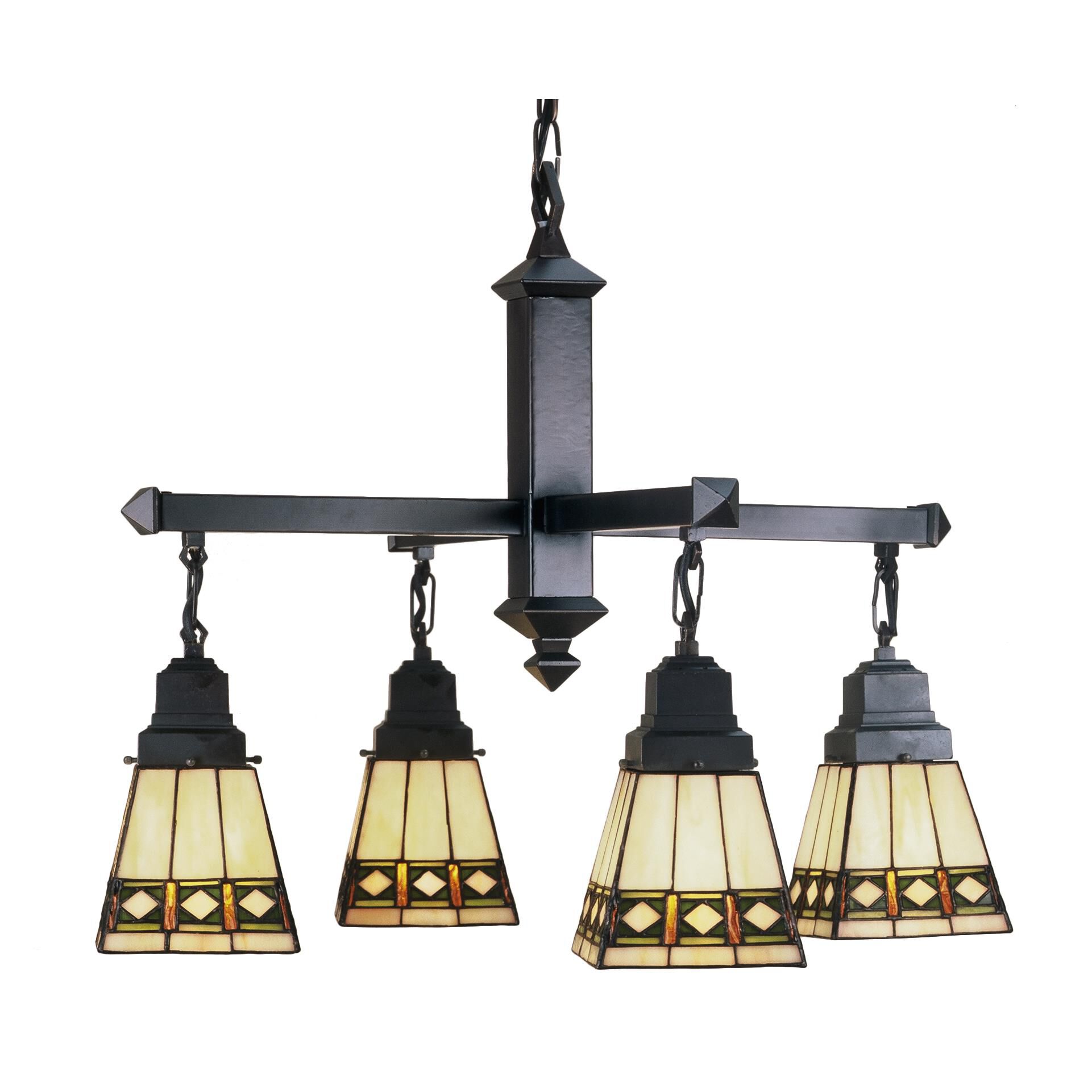 Shown in Mahogany Bronze finish and Beige-Amber-Jade-Peridot glass