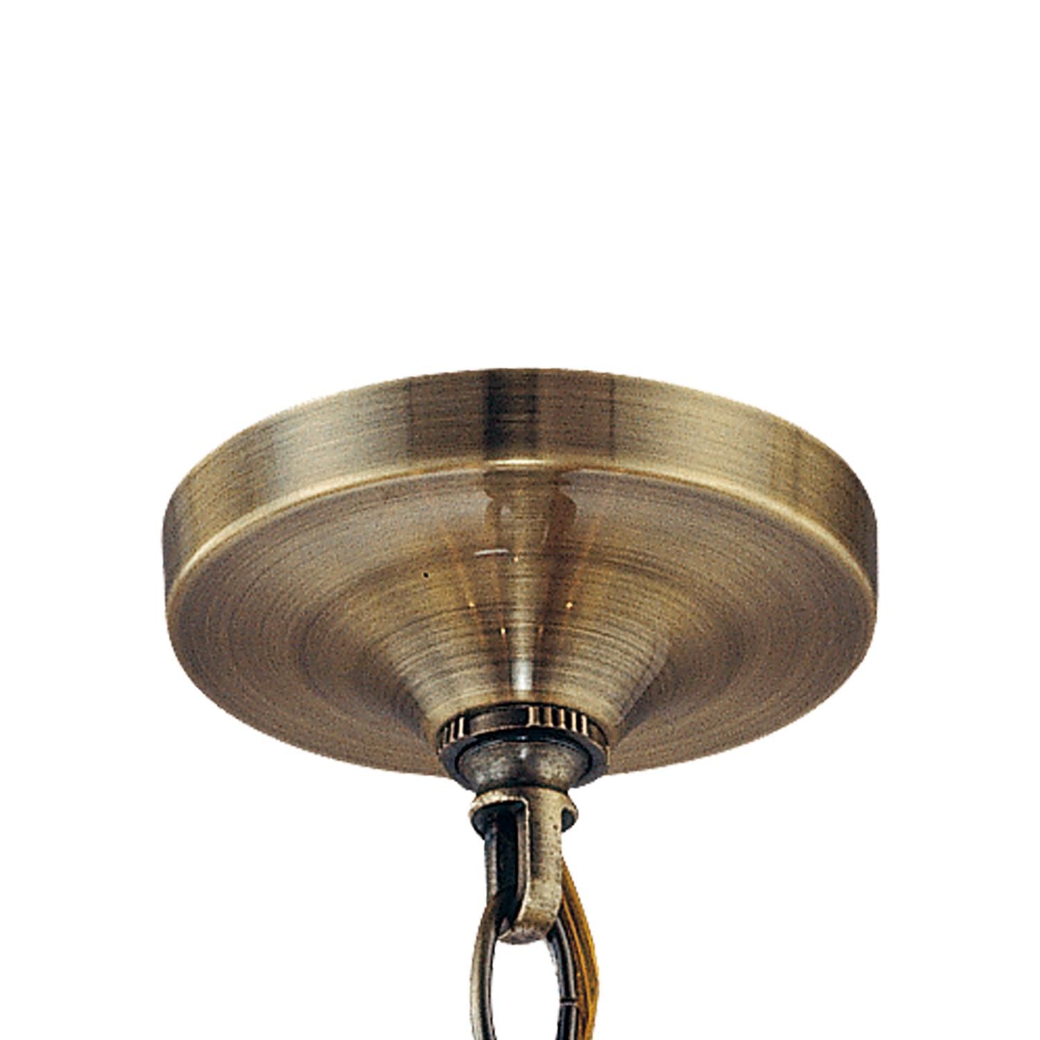 Shown in Antique Brass finish and Etruscan Teardrop Almond crystal and Silk glass and Silk shade