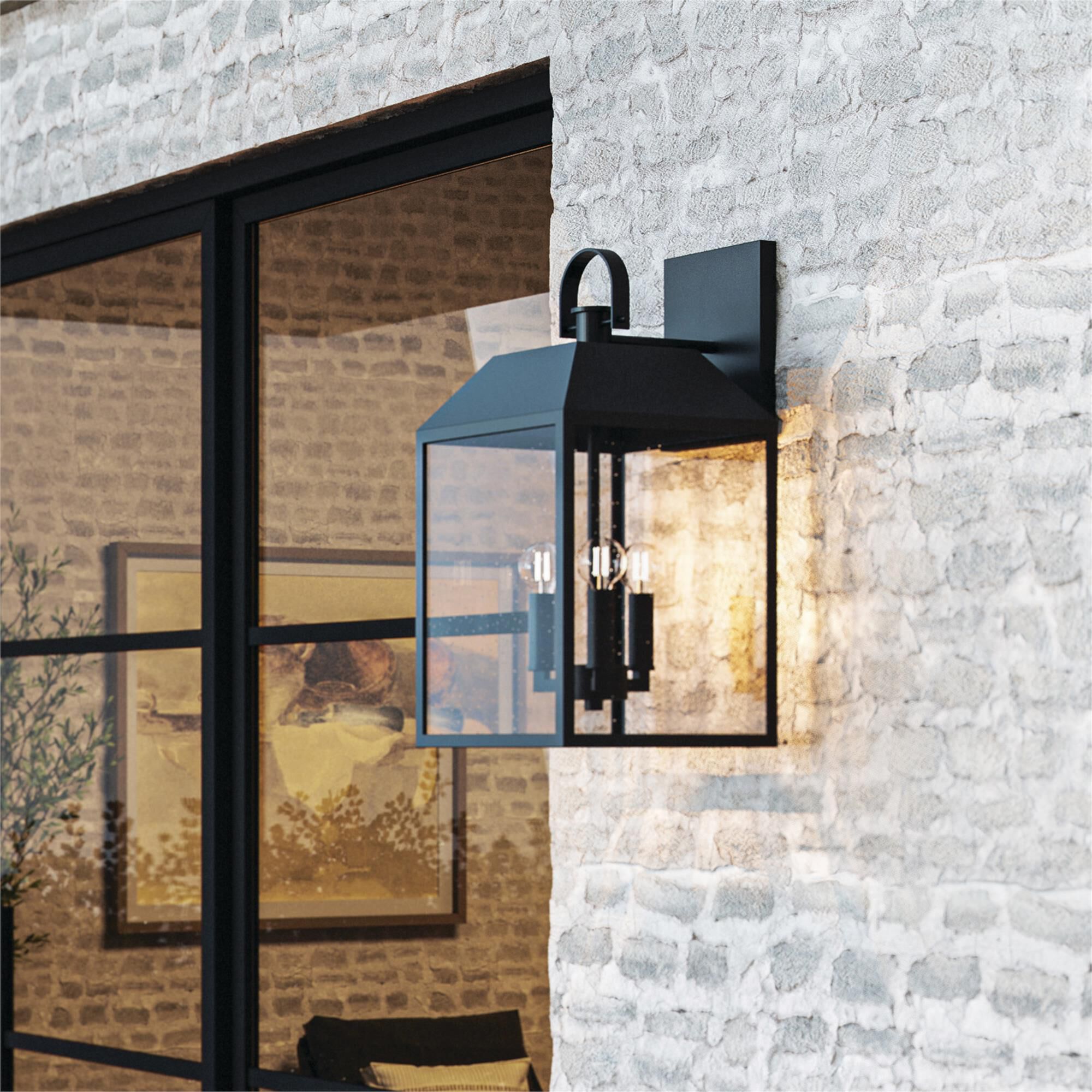 Shown in Black finish and Clear glass
