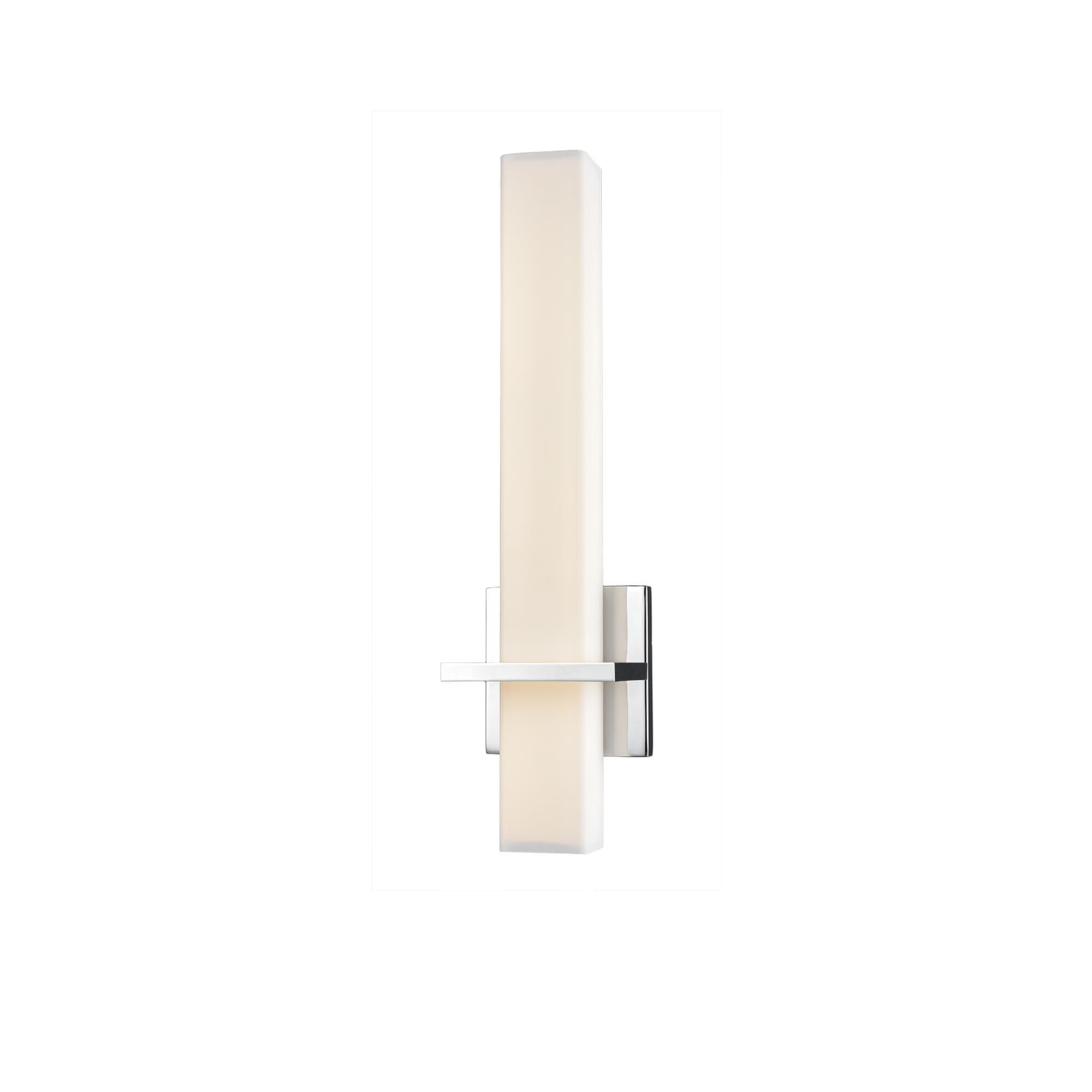 Shown in Chrome finish and White glass