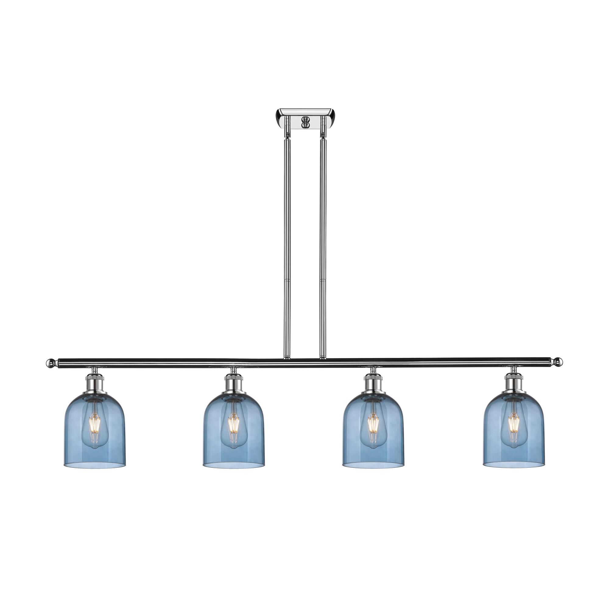 Shown in Polished Chrome finish and Princess Blue glass